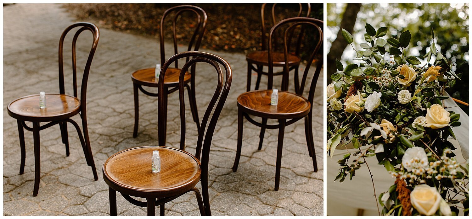 Jen and Corey’s Elopement at Fellows Cafe in Downtown Roswell, Georgia. On July 31st, 2020. Summer Outdoor Wedding with an intimate indoor reception