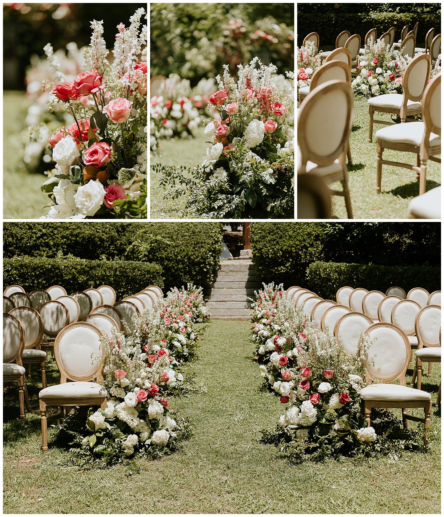garden wedding at callanwolde fine arts center, pink roses