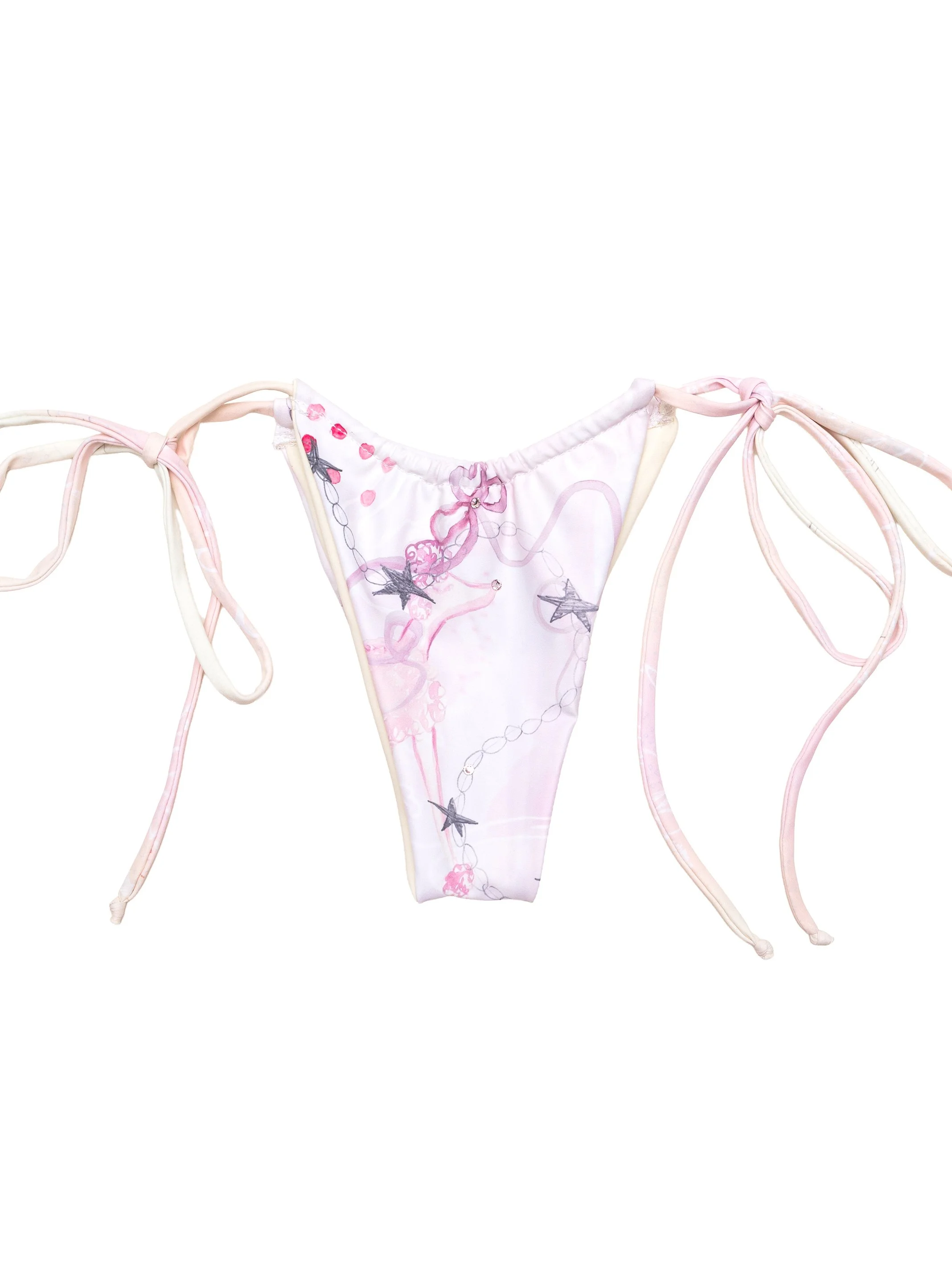 Pink Poodle Sketchbook String Bikini Bottoms