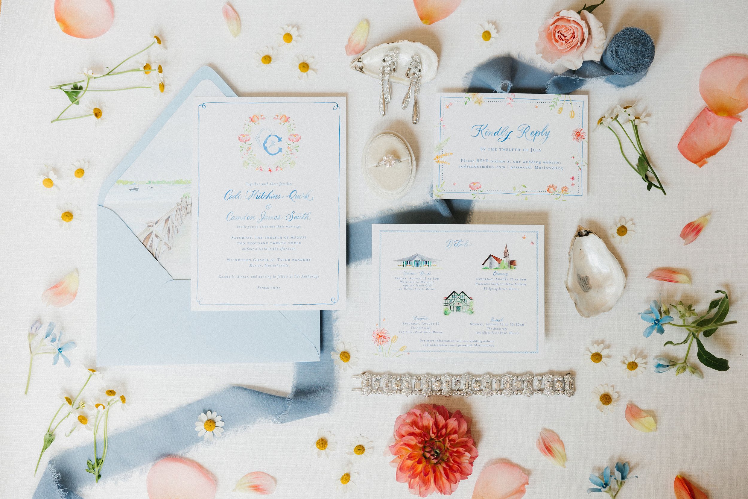 Image of wedding invitations and flowers