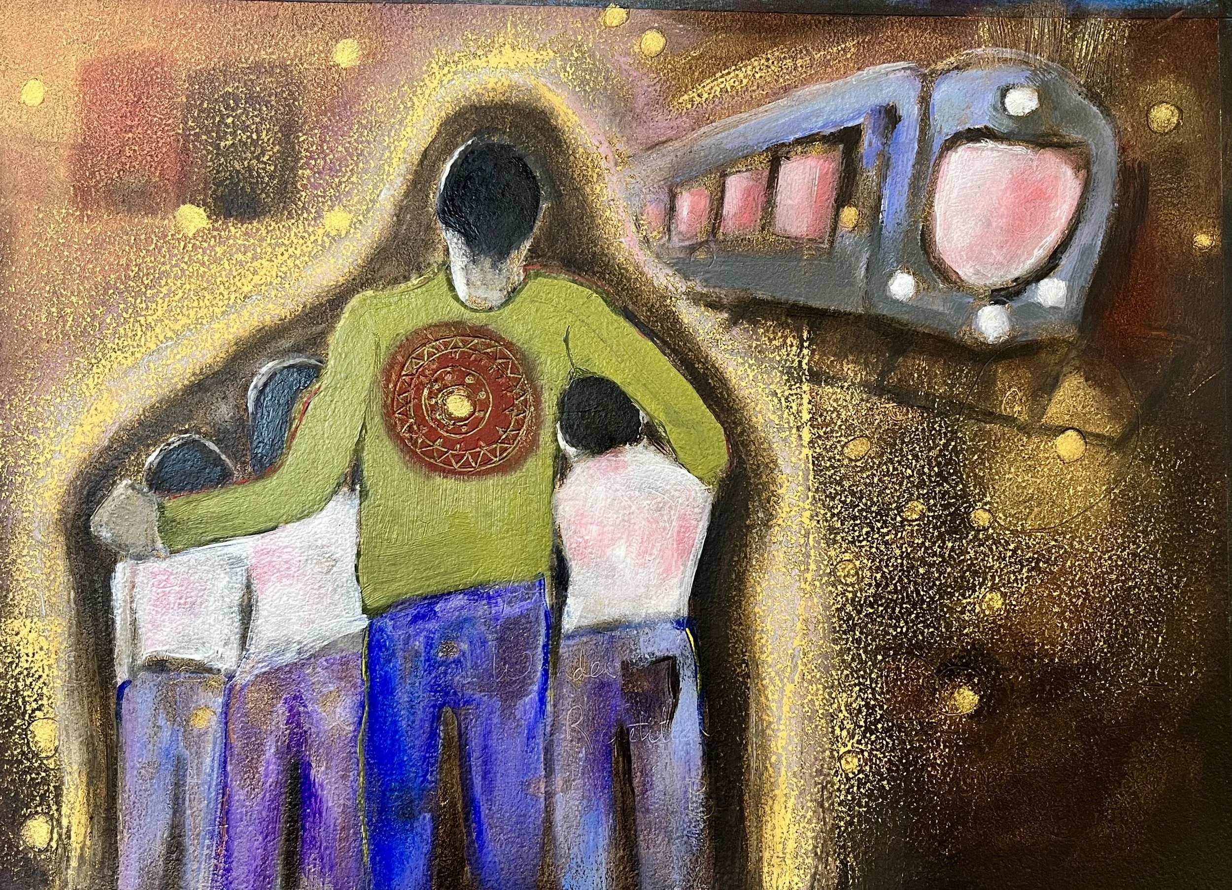 Guides and Guardians: All Aboard, Oil on Arches Huile Paper, 12"x16"x0" unframed, 2025 