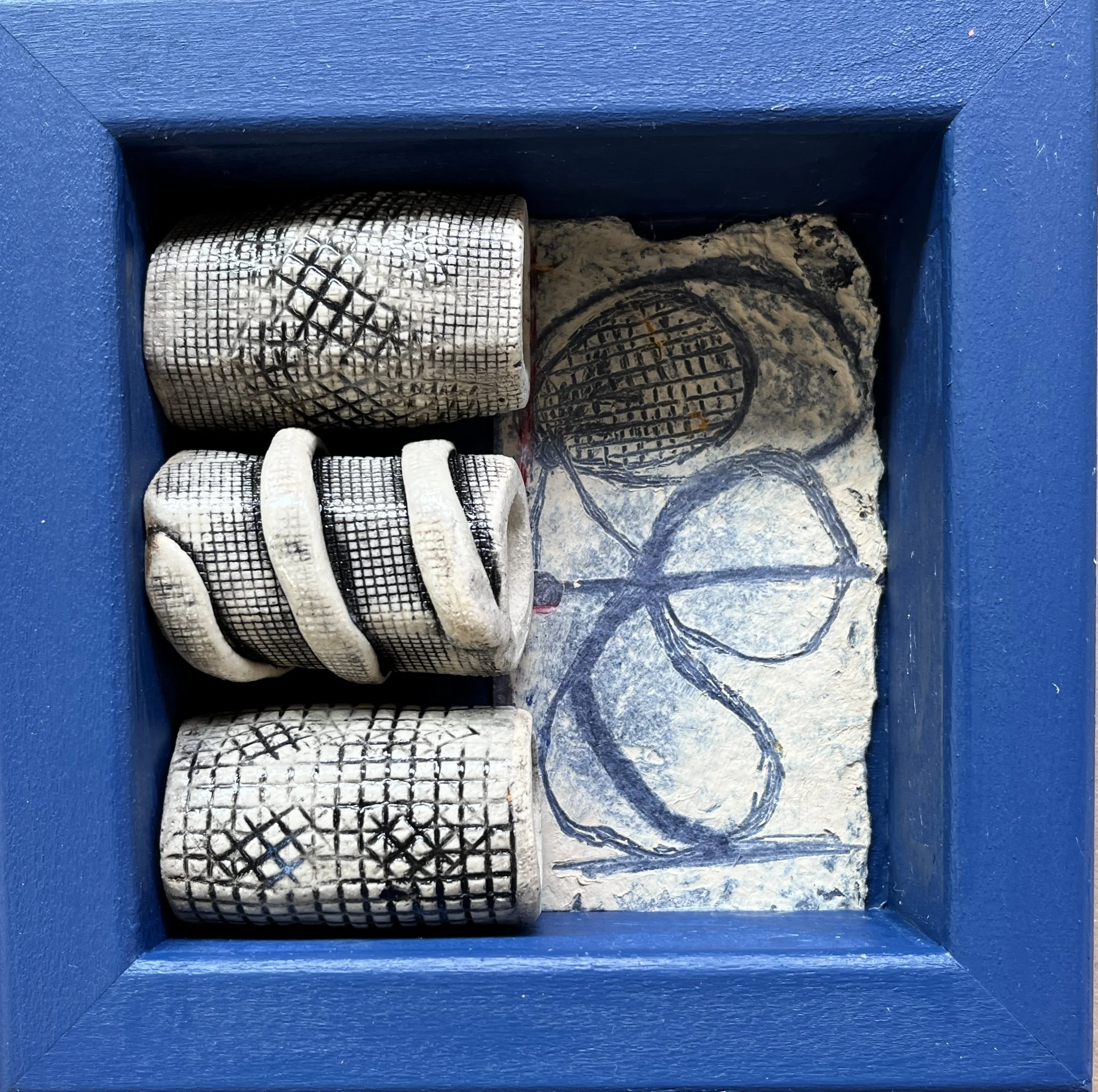 Infinity Shrine, Mixed Media Ceramic with oil painting on handmade paper, 6'x6'x1.5", 2025