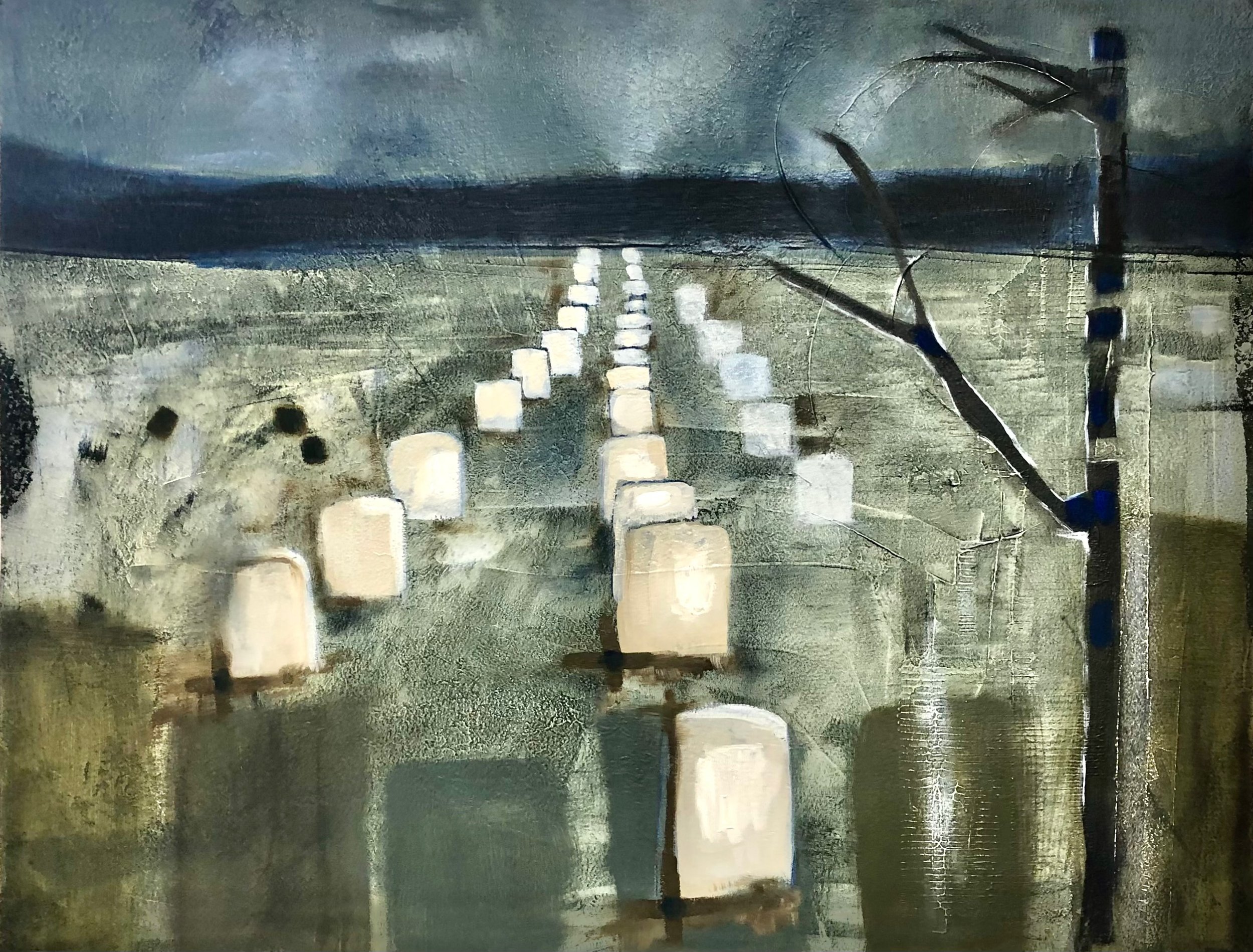 "At the End of the Day", Oil and textured gesso on Arches huile paper, 16"x 20", unframed, 2021