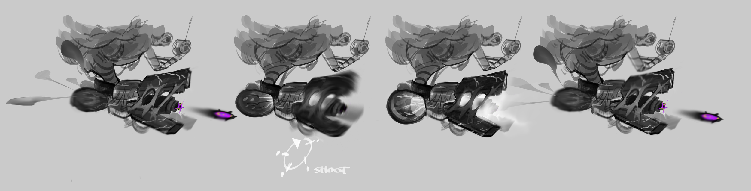 Turret Gun; Shooting Animation Sequence Concept. Studio Work: Dark Emerald Gaming Studios, 'Enci's Solution.'
