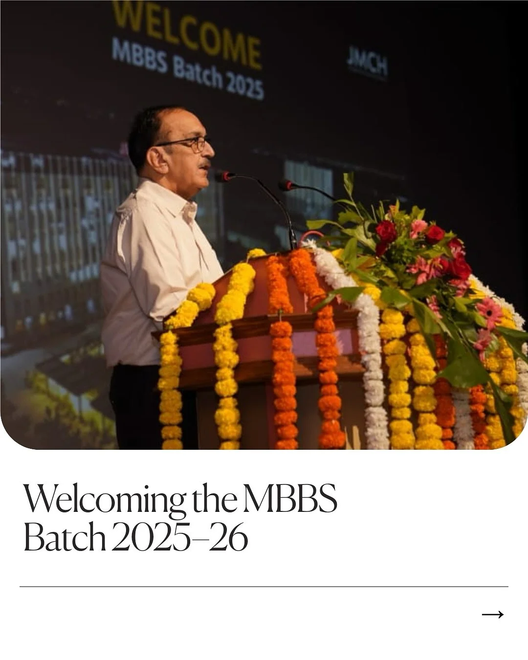A proud beginning for the MBBS Batch 2025&ndash;26 at JIET Medical College &amp; Hospital!

Our Principal &amp; Controller, Dr. Deepak Verma, warmly welcomed the new batch, encouraging them to uphold the values of empathy, dedication, and medical exc