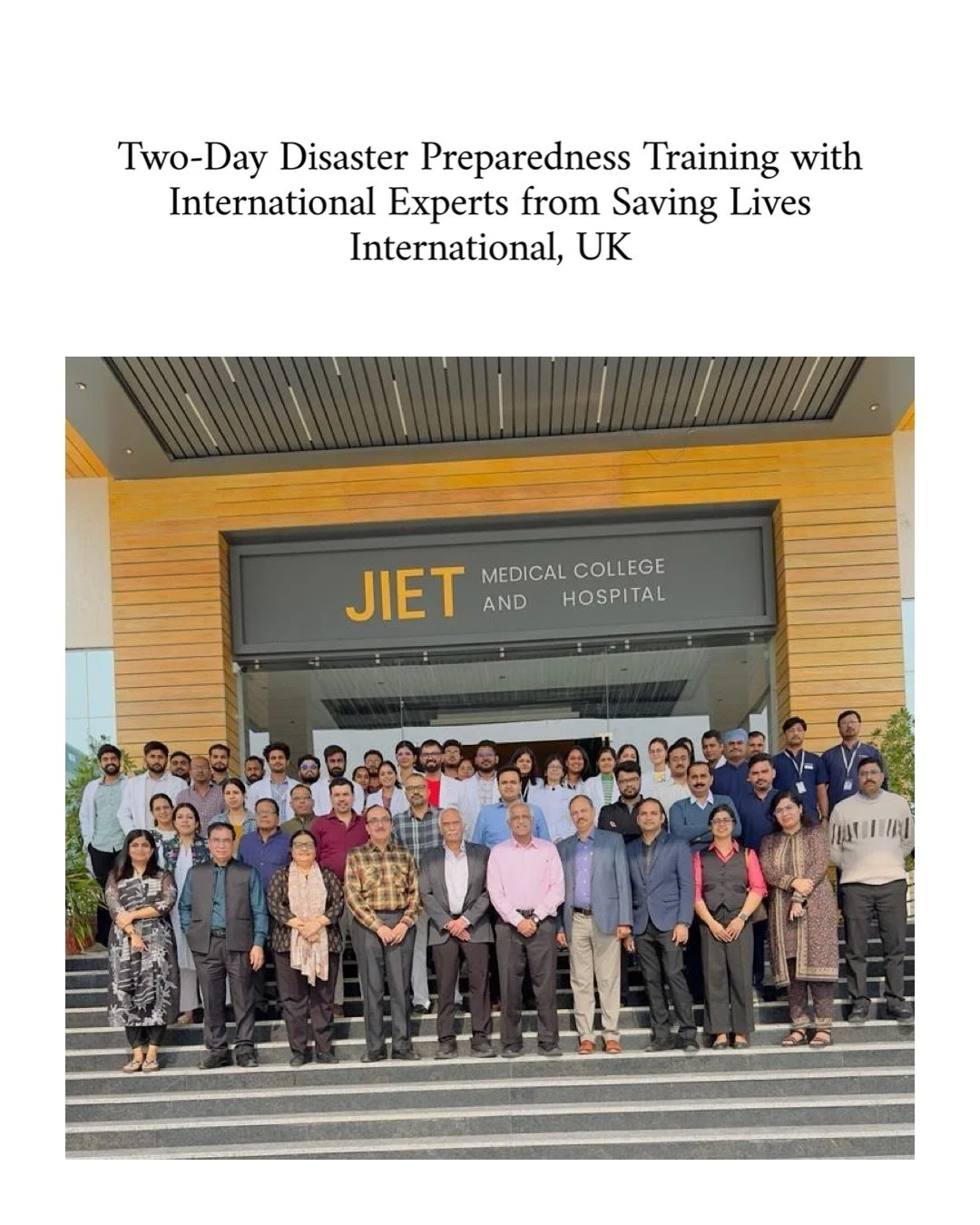Equipping healthcare professionals with vital disaster preparedness skills. 🌍🩺

In collaboration with Saving Lives International, UK, we hosted an insightful two-day programme, bringing world-class expertise to help establish a nodal training centr