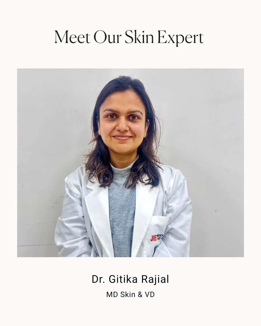 We are pleased to welcome Dr. Gitika Rajial to the Skin &amp; VD Department at JMCH Hospital as an MD in Skin &amp; VD.

With a patient-focused approach and strong clinical expertise, Dr. Gitika is known for her professionalism, attention to detail, 