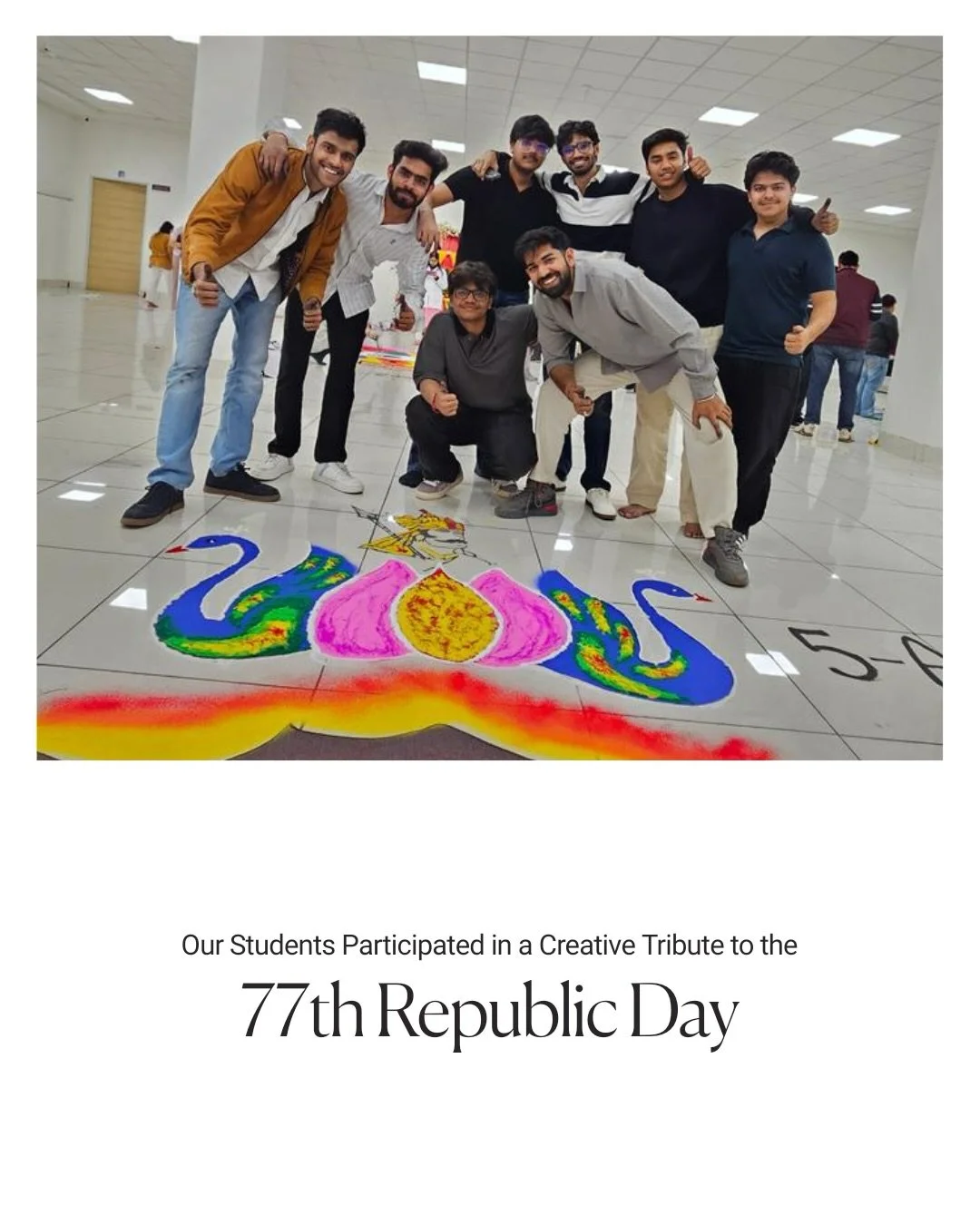 Our students participated in a creative tribute to the 77th Republic Day, expressing patriotism through art and teamwork 🇮🇳

A proud moment at JMCH.

#77thRepublicDay #RepublicDayCelebration #JMCH #StudentActivities #CampusLife