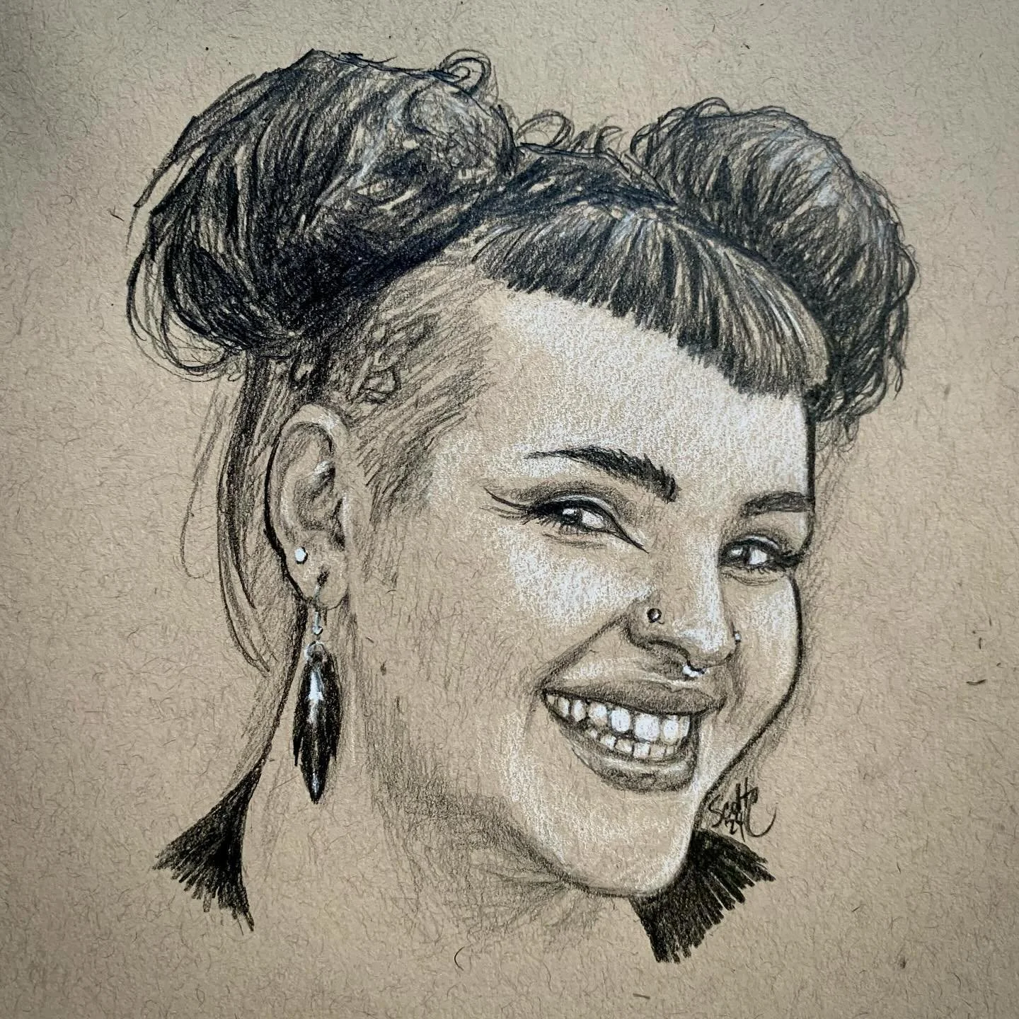 Day 3 - Leah Kristine Thomas - Graphite &amp; General&rsquo;s Pastel Chalk Pencil on Strathmore Toned Tan Sketch Paper.

It was a joy to draw you, Leah! Thanks for your request last year and for your patience with me!!

Who else wants a portrait? DM 