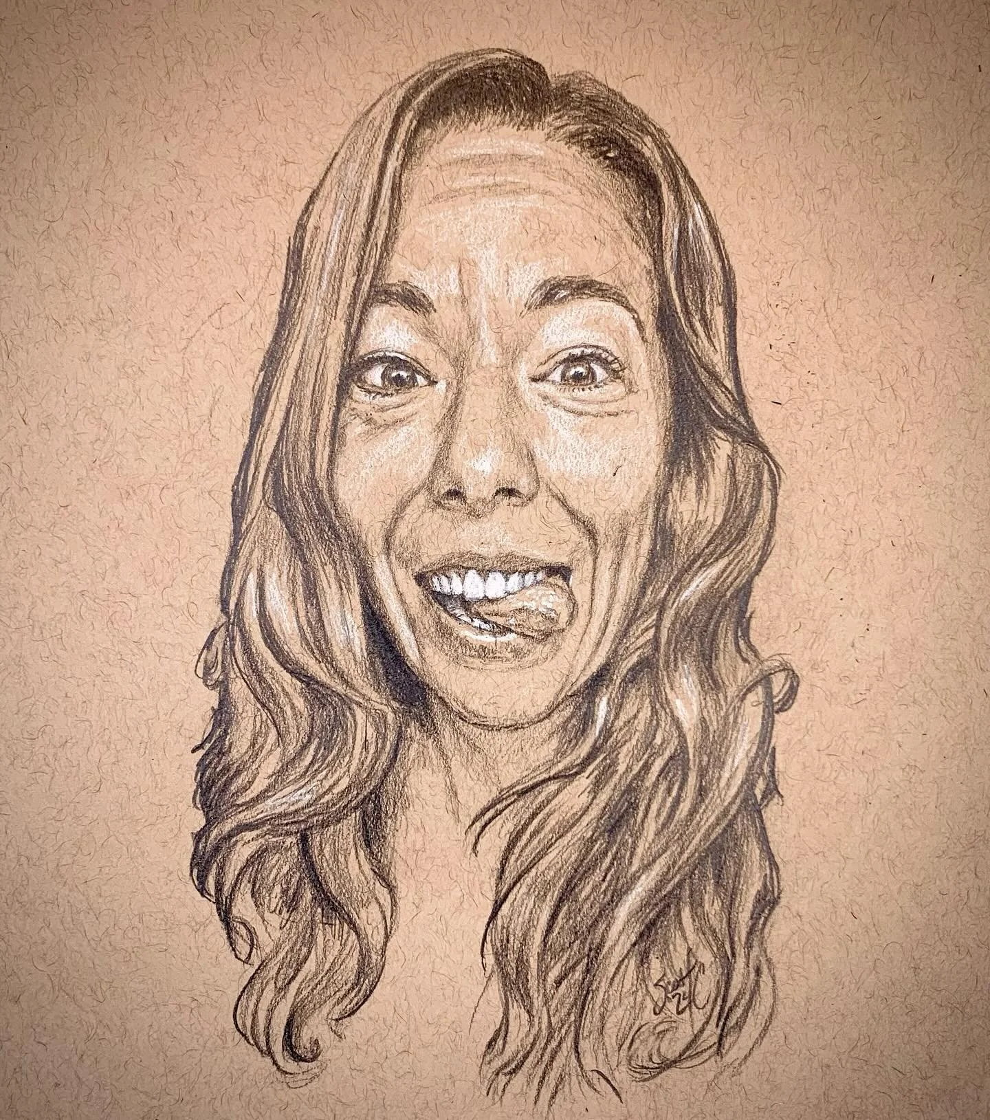 Day 5 - @kbaxcreative - Graphite &amp; General&rsquo;s Pastel Chalk Pencil on Strathmore Toned Tan Sketch Paper.

You are loved, Tangerine, and just deeply beautiful. Thank you for the vulnerable &amp; playful gift of several silly selfies to choose 