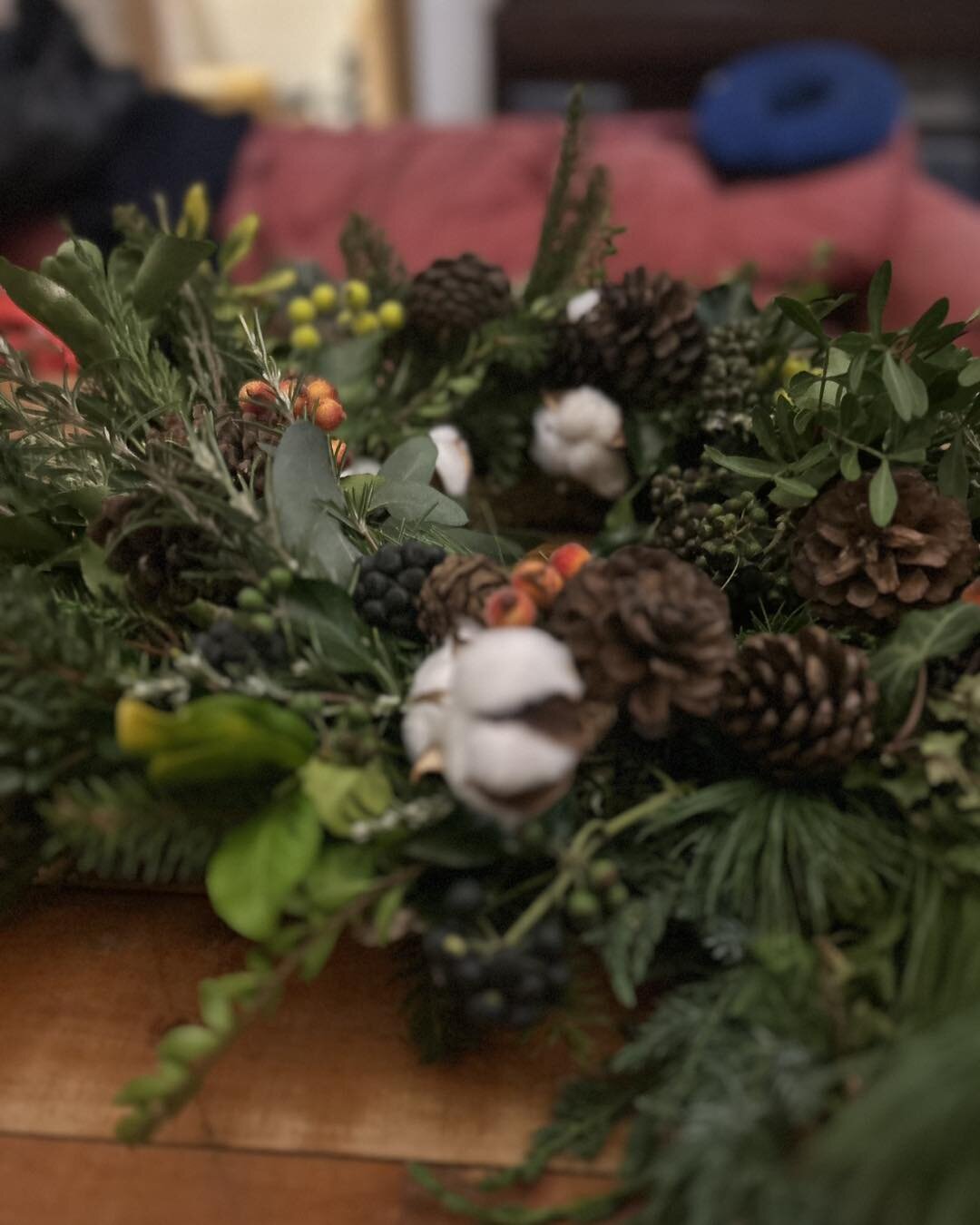 Lovely evening with Jackie from Mill Blossom Flowers making Christmas wreaths.