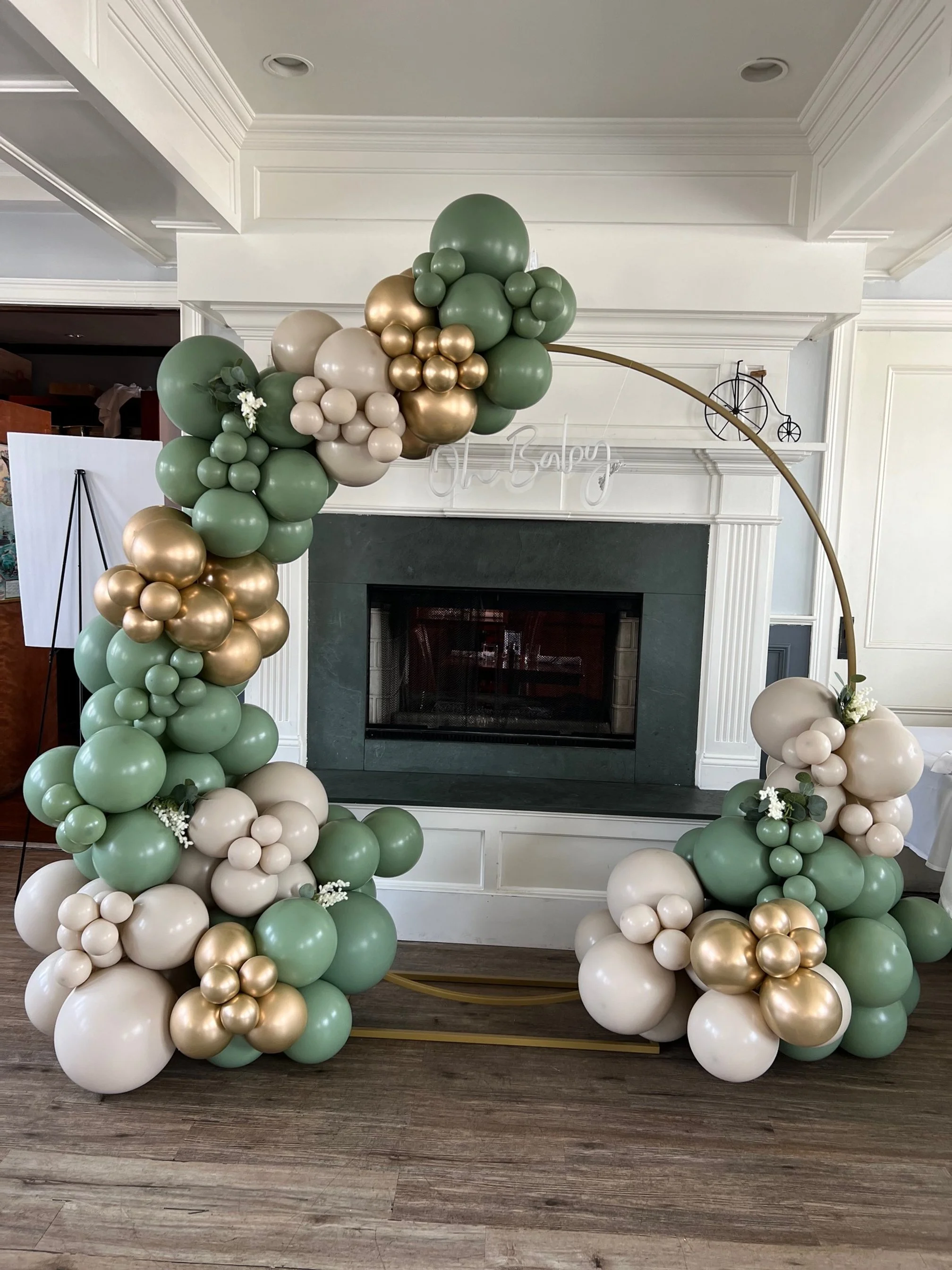 green and gold baby shower balloons in Connecticut 