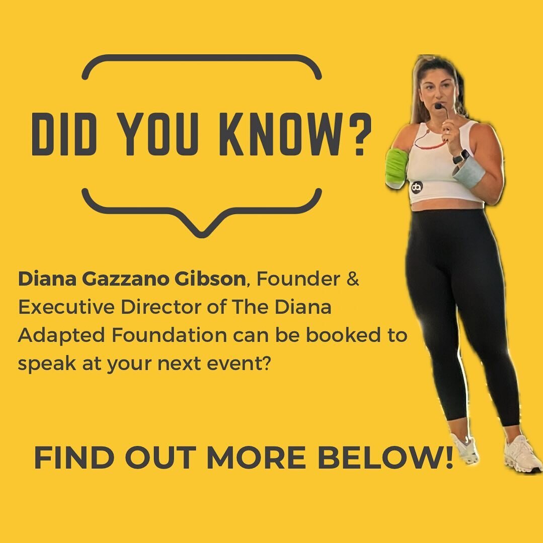 🌟TURNING PAIN INTO PURPOSE🌟

Are you in search of a speaker who doesn't just talk about overcoming adversity but lives and breathes the journey of resilience? Your search ends here! Meet Diana Gazzano Gibson, the Founder of @dianaadaptedfoundation 
