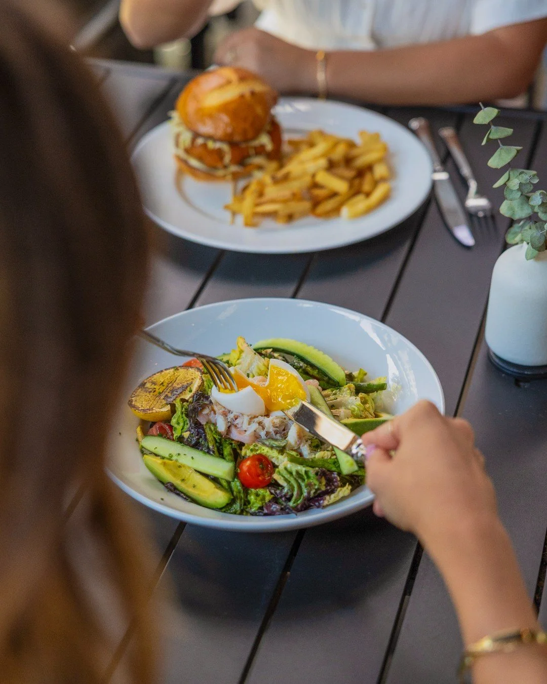 Some days call for something light, cold, and completely satisfying. Sweet crab, poached shrimp, a jammy six-minute egg, and heirloom tomatoes at their peak, all piled onto crisp gem lettuce with avocado and Louie dressing. Our Crab Louie is exactly 