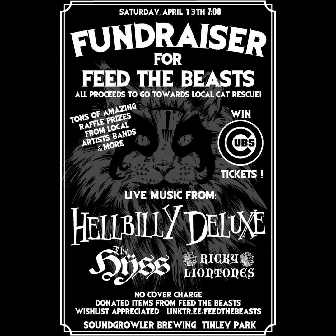 Help us Feed the Beasts at our fundraiser event! 🐈&zwj;⬛🐾
Join us this Saturday at Soundgrowler Brewing for a paw-some cause: @feed.the.beasts! Enjoy a purr-fect blend of beer, tacos, and live music featuring @rickyliontones, @thehyss, and @hellbil