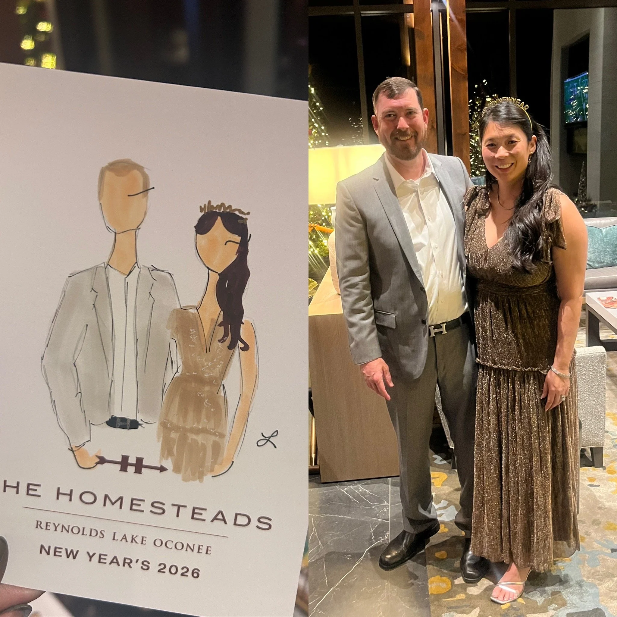 Joelle Monique of Noteworthy Couture travels to do live fashion illustration of couple