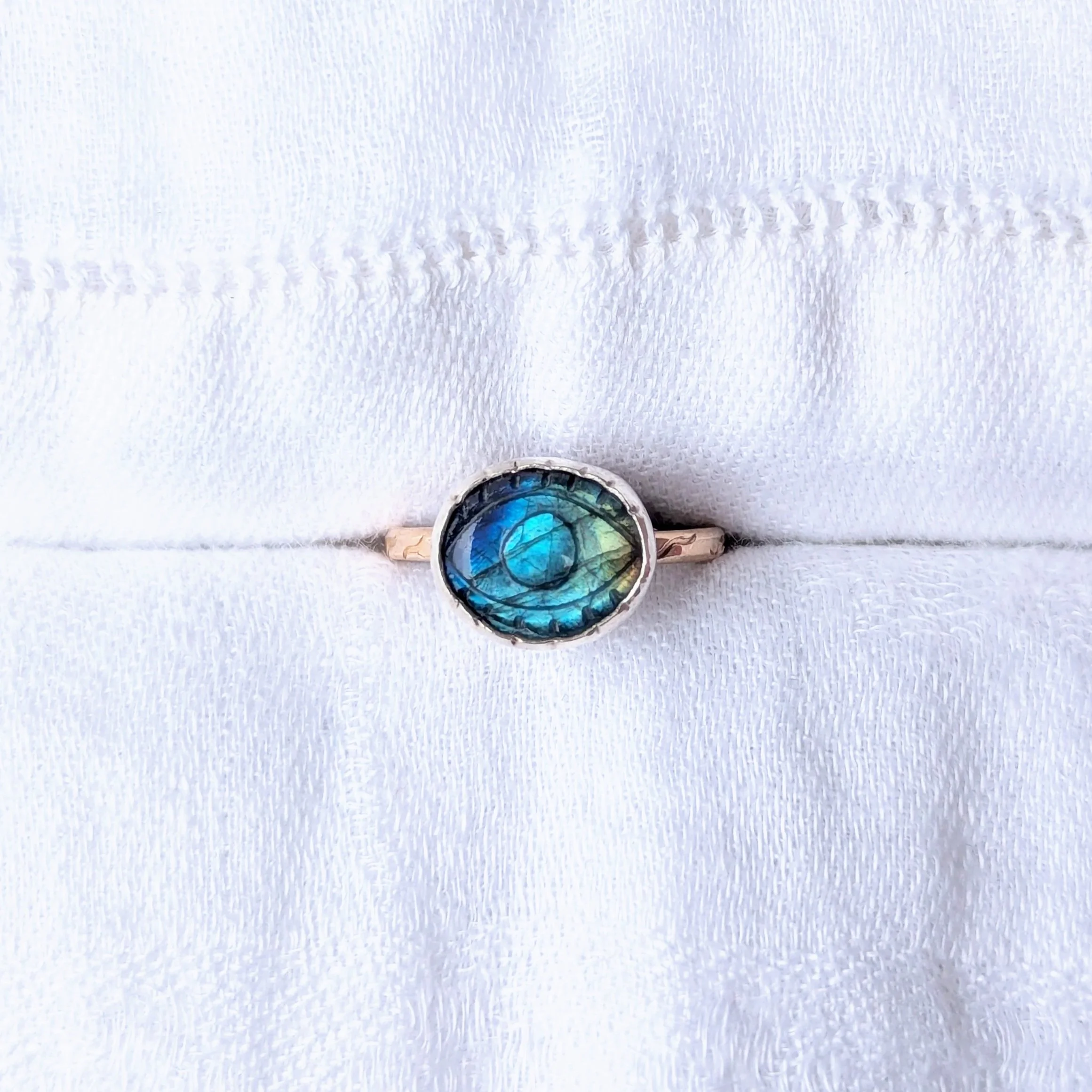 Carved Labradorite Eye Ring