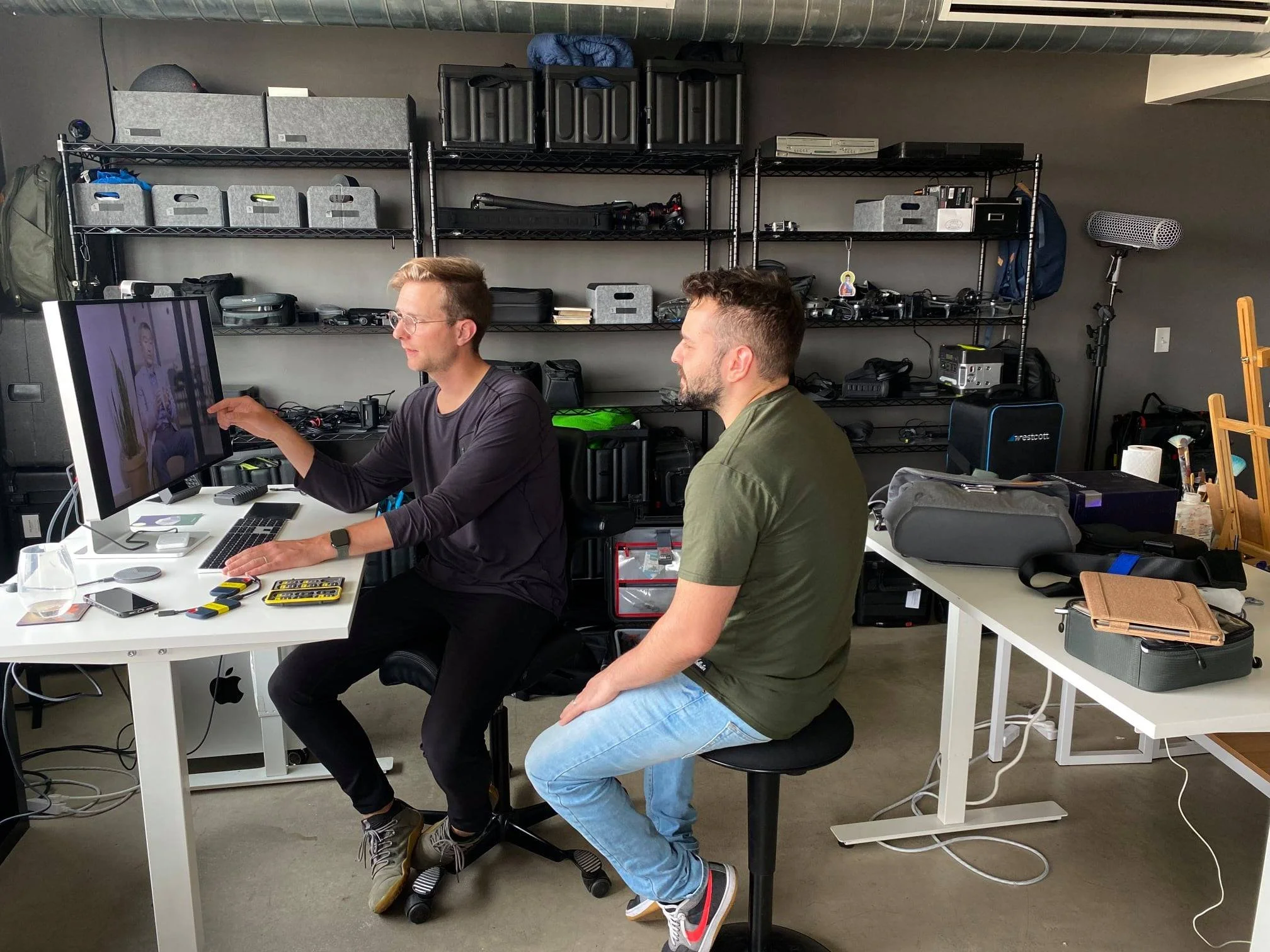 Behind the scenes: editing The Real Cost in the edit bay, a student debt documentary directed by Sam Menendez and produced by Annie Menendez