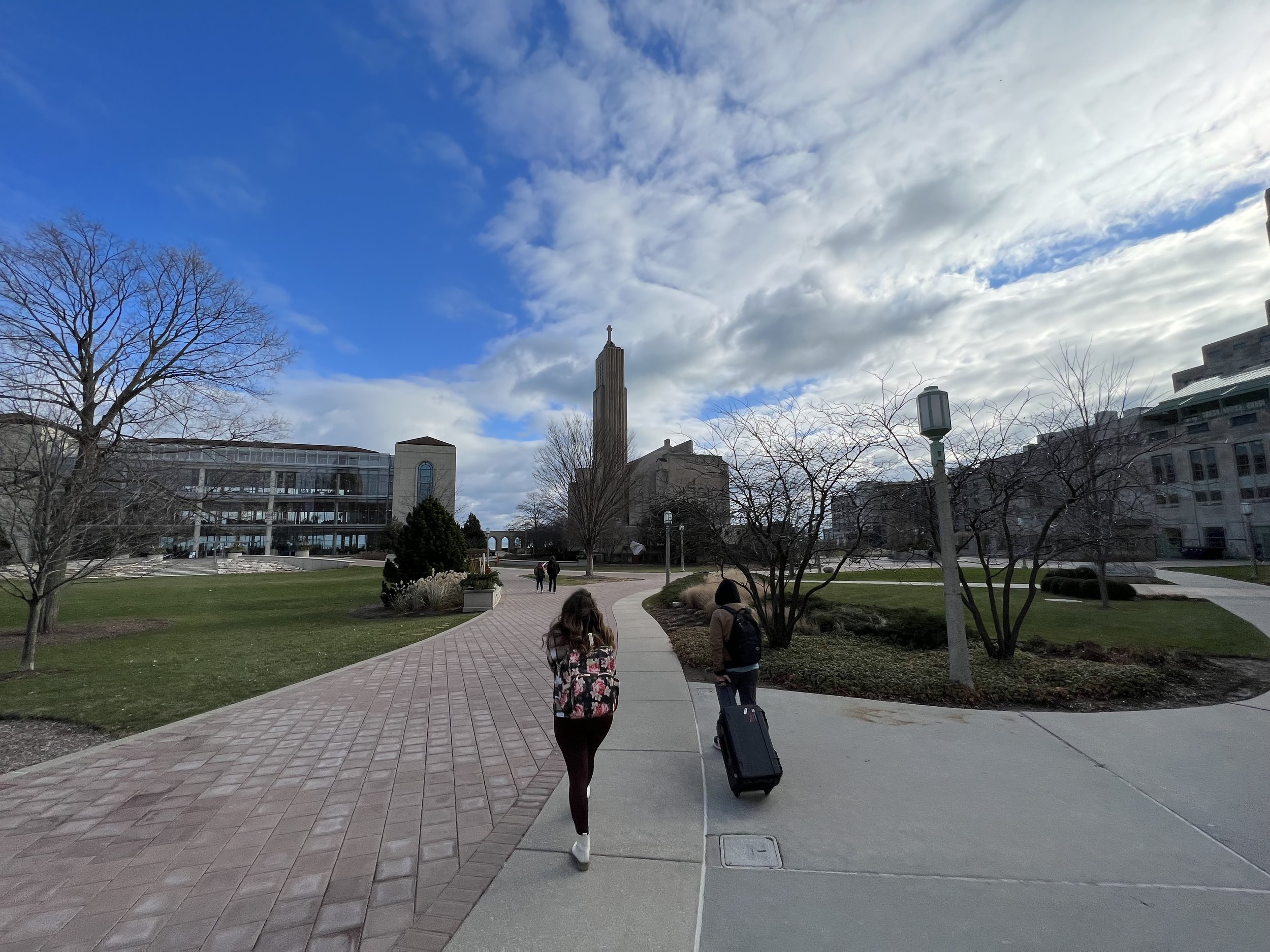 Behind the scenes: filming on a university campus for The Real Cost, a student debt documentary directed by Sam Menendez and produced by Annie Menendez