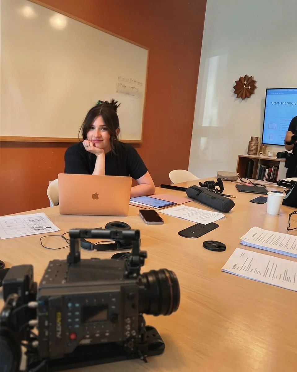 Annie Menendez, producer, in a production meeting at Apollo Studios
