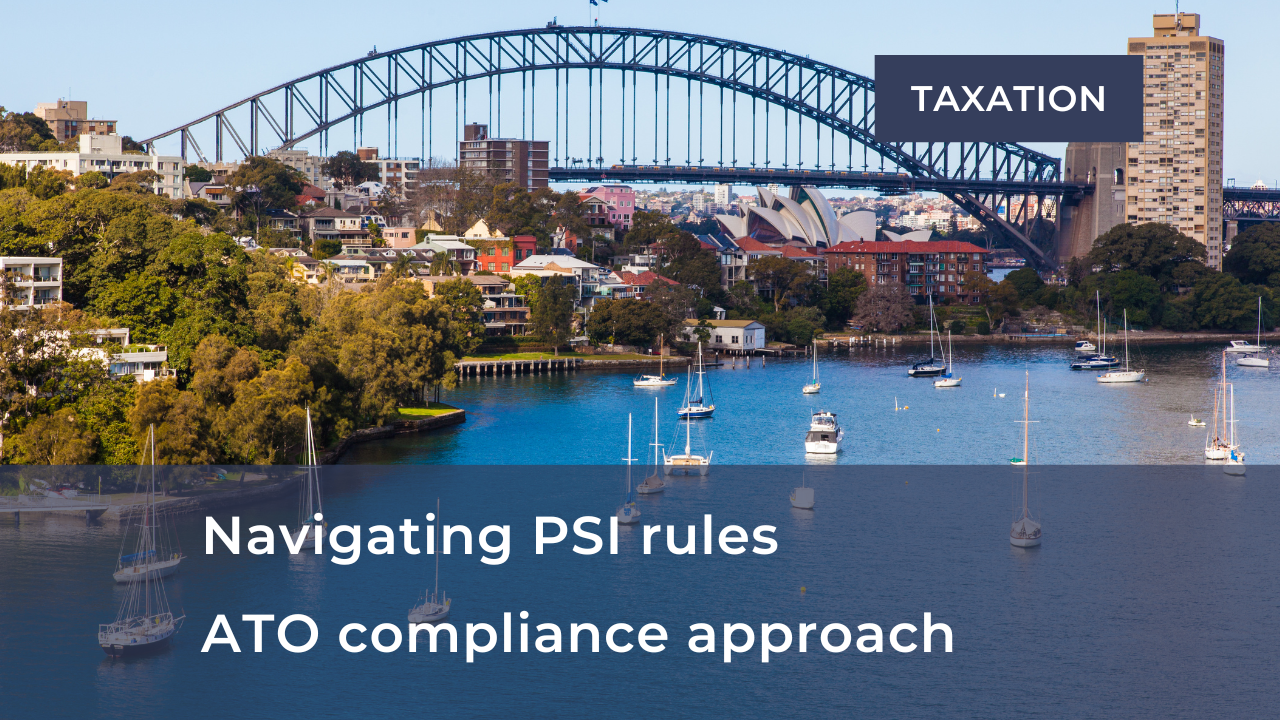      

 
     Navigating PSI rules and Part IVA – ATO finalises compliance approach    Personal services businesses must remain aware of other tax obligations, such as steering clear of tax avoidance schemes. Find out what this means for you.  The AT