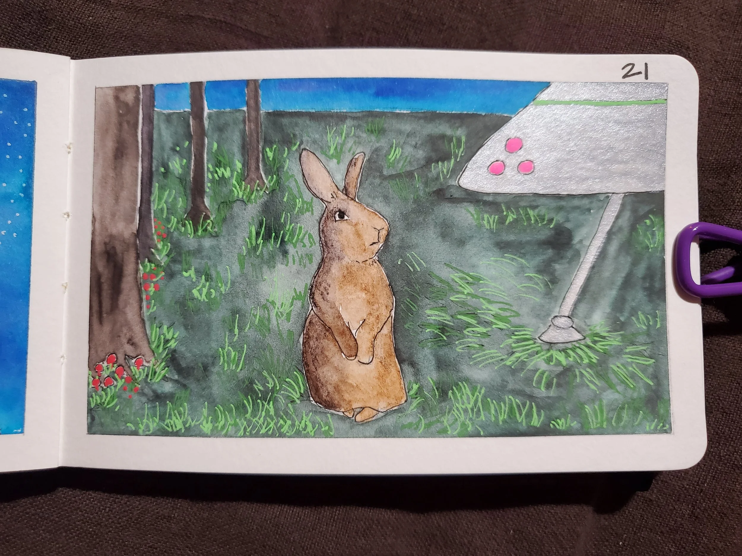 Peachtober 21: Bun startled by the spaceship