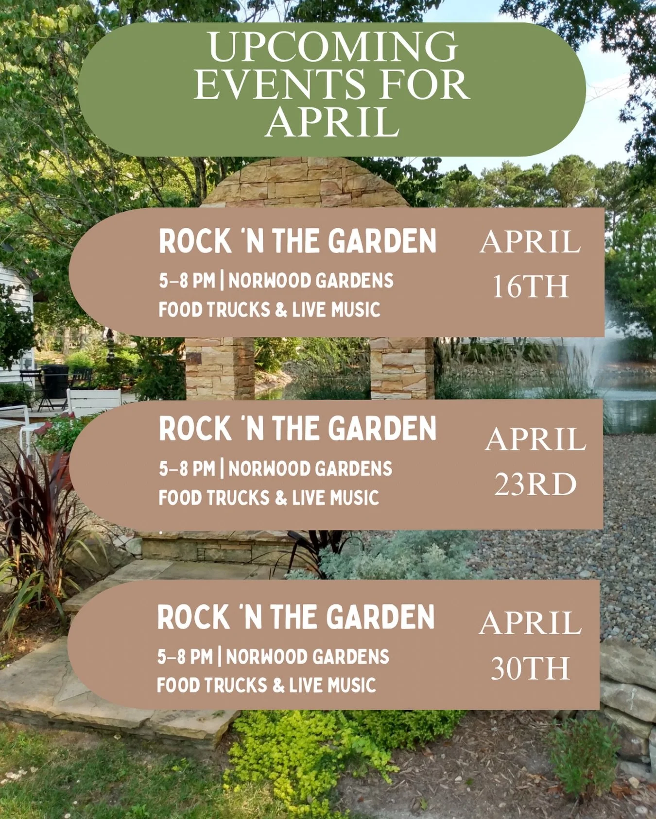 April at Norwood is loading&hellip;

Check out your calendar and see if you can make it out! 

#digwhereyoulive #plantlocal #shoplocal #norwoodgardens #rock&rsquo;nthegarden