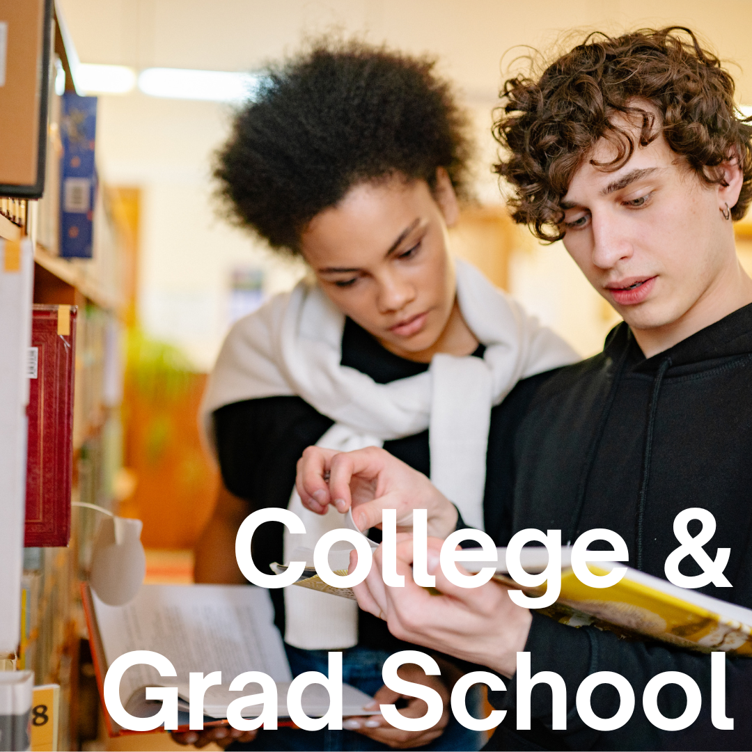 College students studying in the library