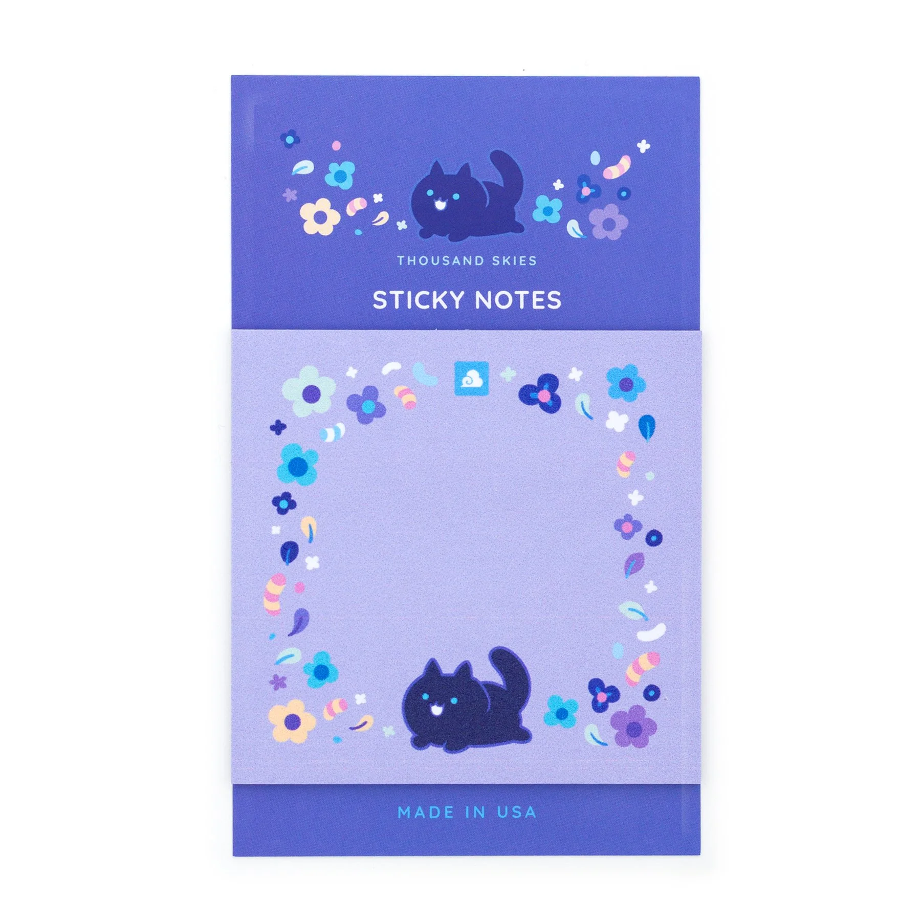 Floral Black Cat Sticky Notes