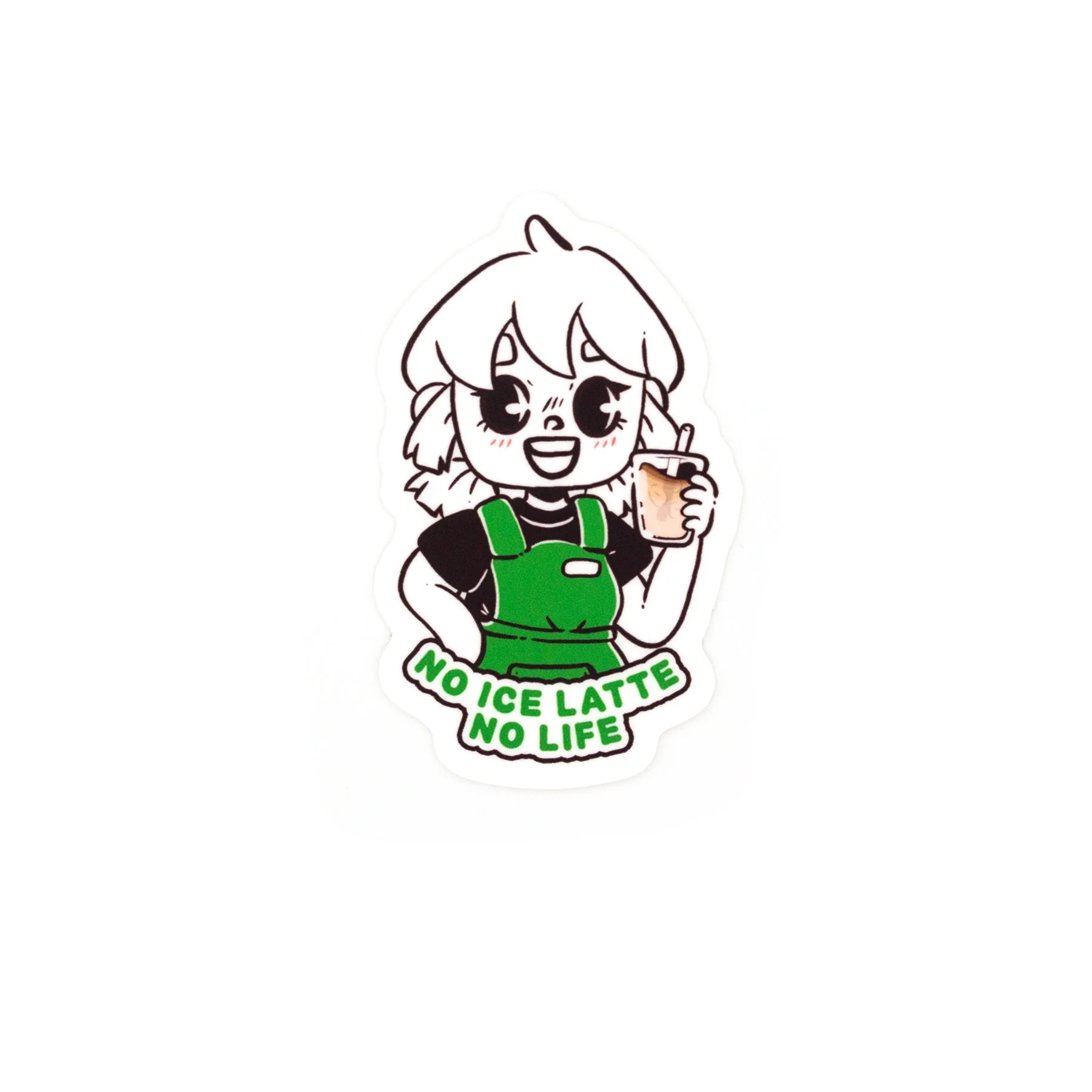 No Ice Latte, No Life Emilia Matte Vinyl Sticker