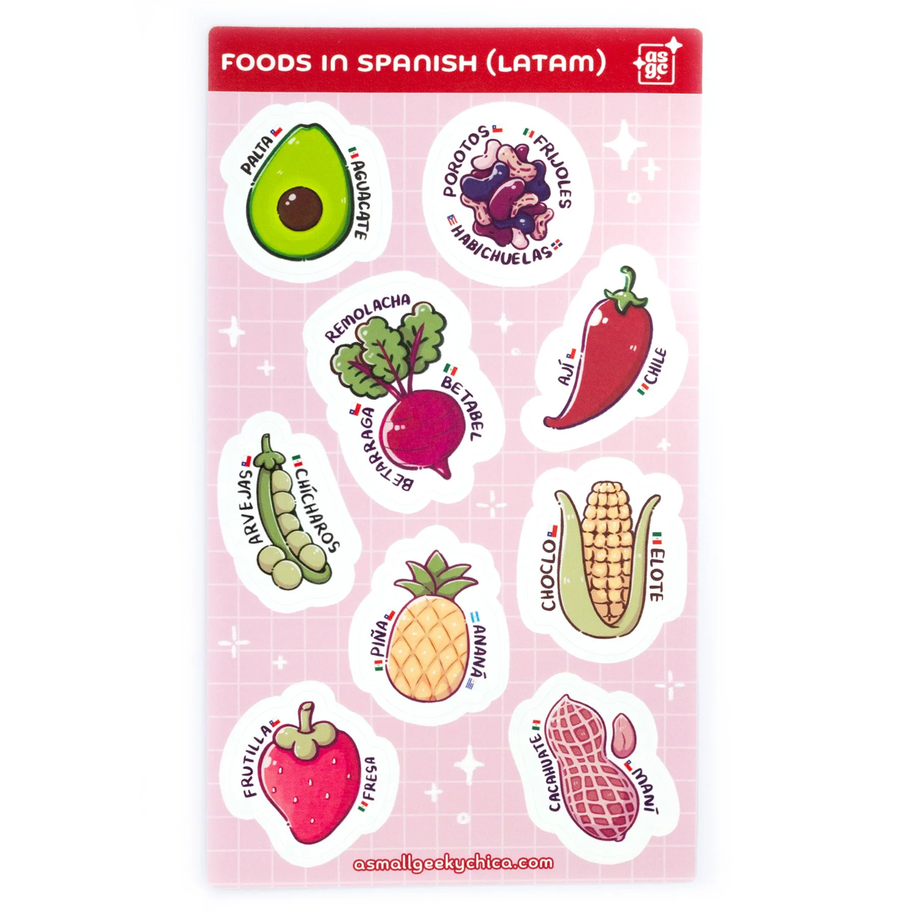 Foods In Spanish (LATAM) - Sticker Sheet