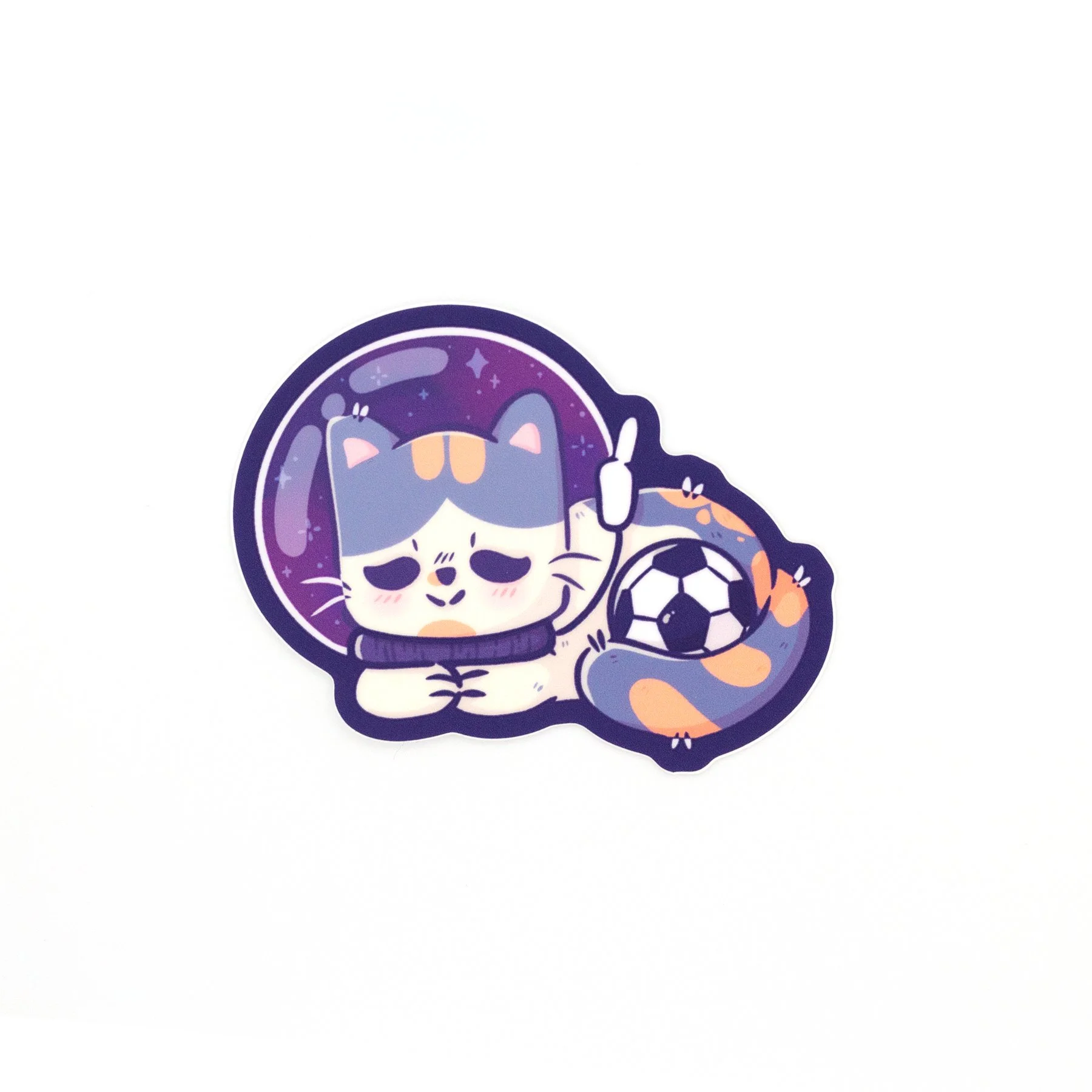 Space Cat and her Soccer Ball Matte Vinyl Sticker