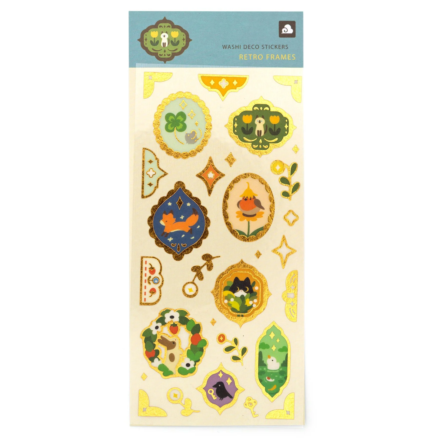Retro Frames Sticker Sheet (Washi with Gold Foil)
