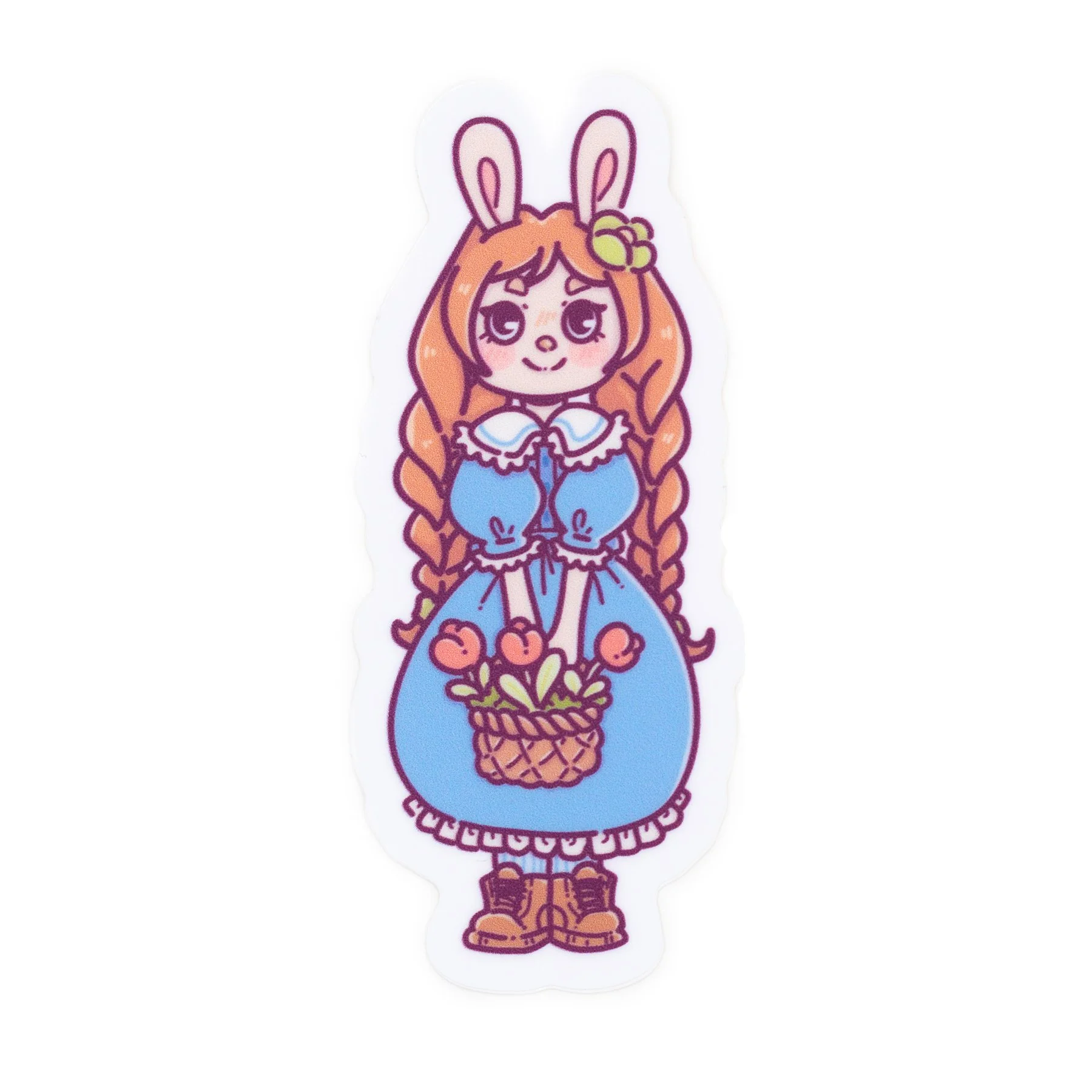 Bunbun And Her Tulip Basket Matte Vinyl Sticker