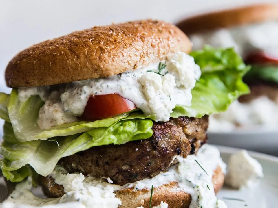 Sundried tomato and feta turkey burgers