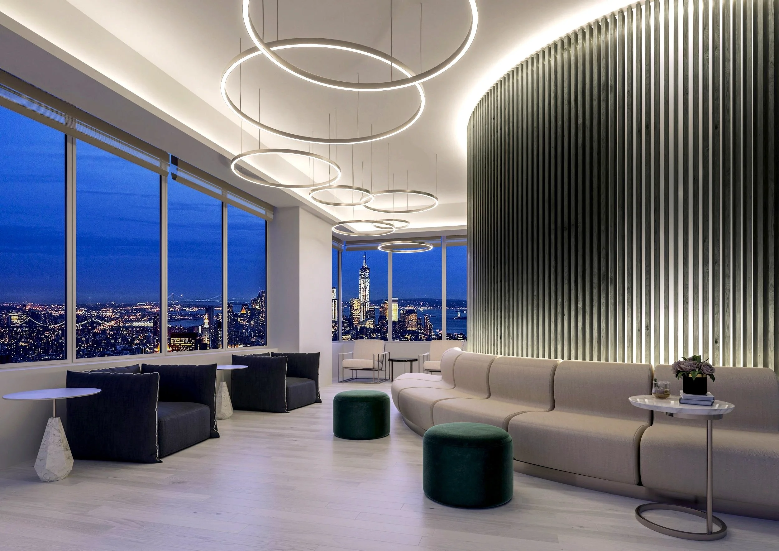 Elegant and Sophisticated M4 Interiors Lobby Overlooking City interior design