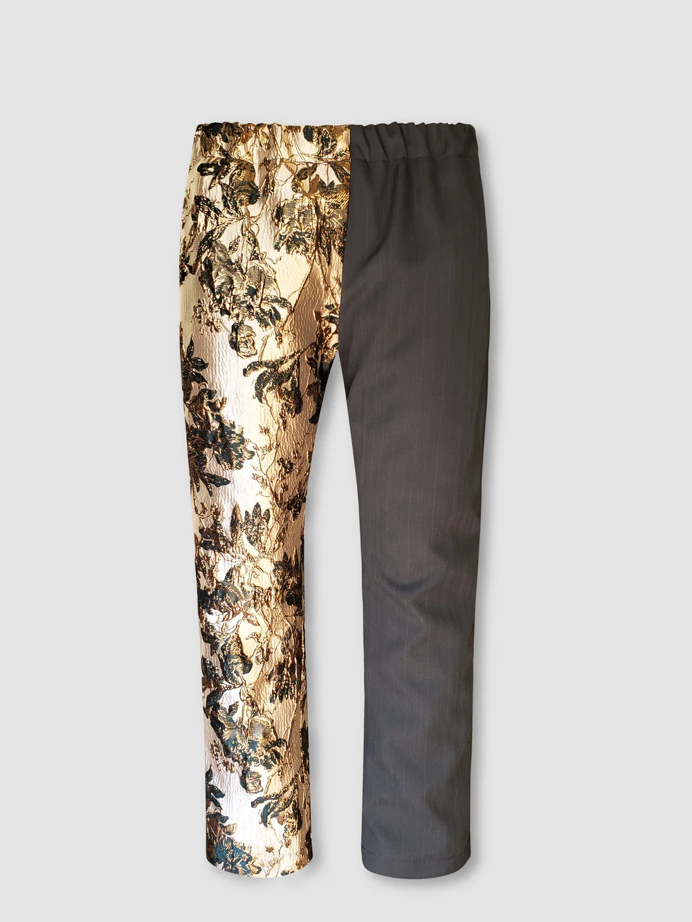 Rose Gold and Emerald Floral Brocade on Gray  PH1 Clothing