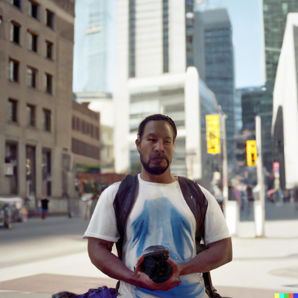 DALL·E 2022-12-19 22.57.45 - a photorealistic style street photographer in downtown toronto on 120mm film.png
