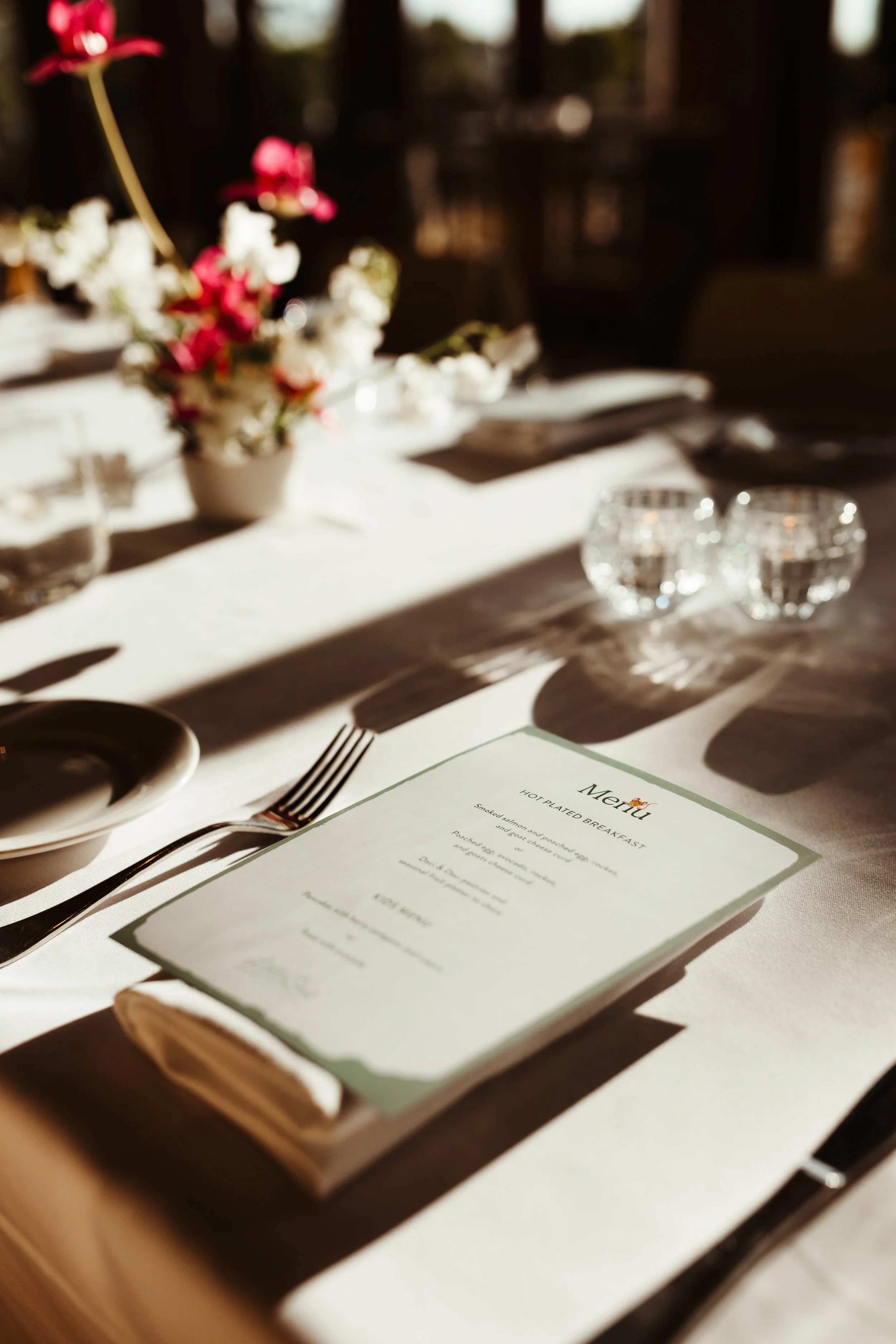 Image of menu at brunch event for mothers in Tasmania.