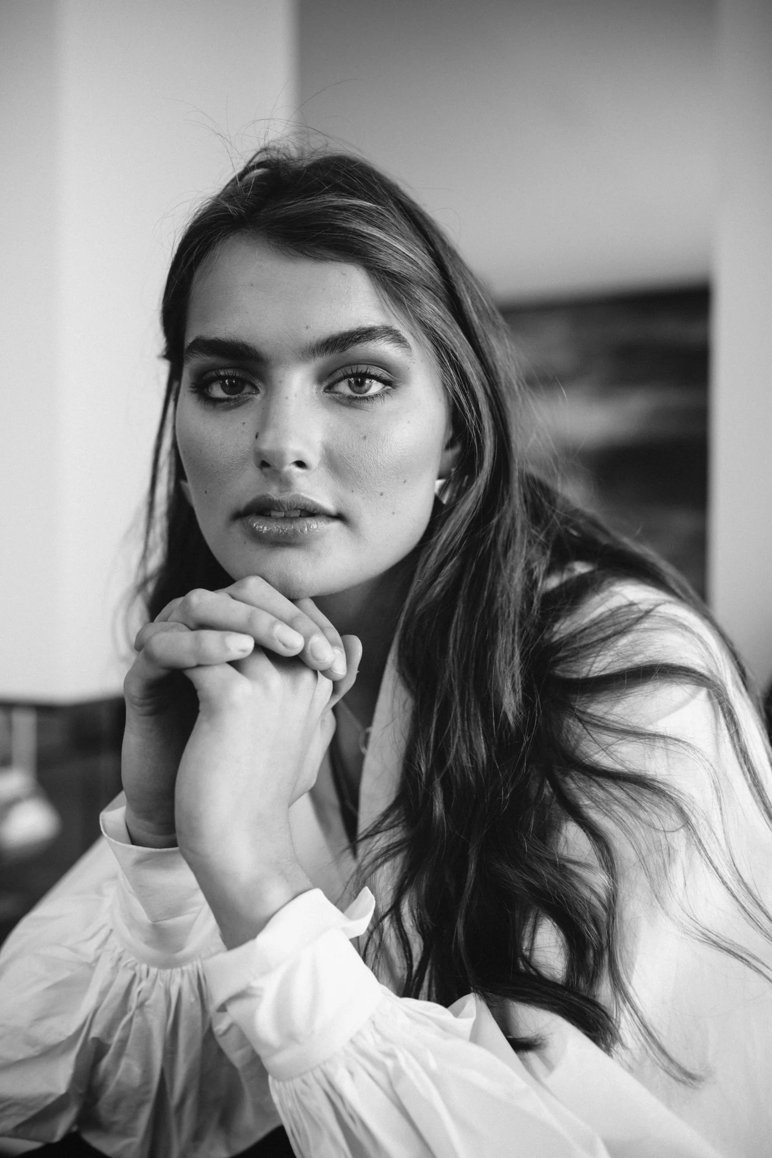 Model poses for fashion photo shoot at Macq 01.