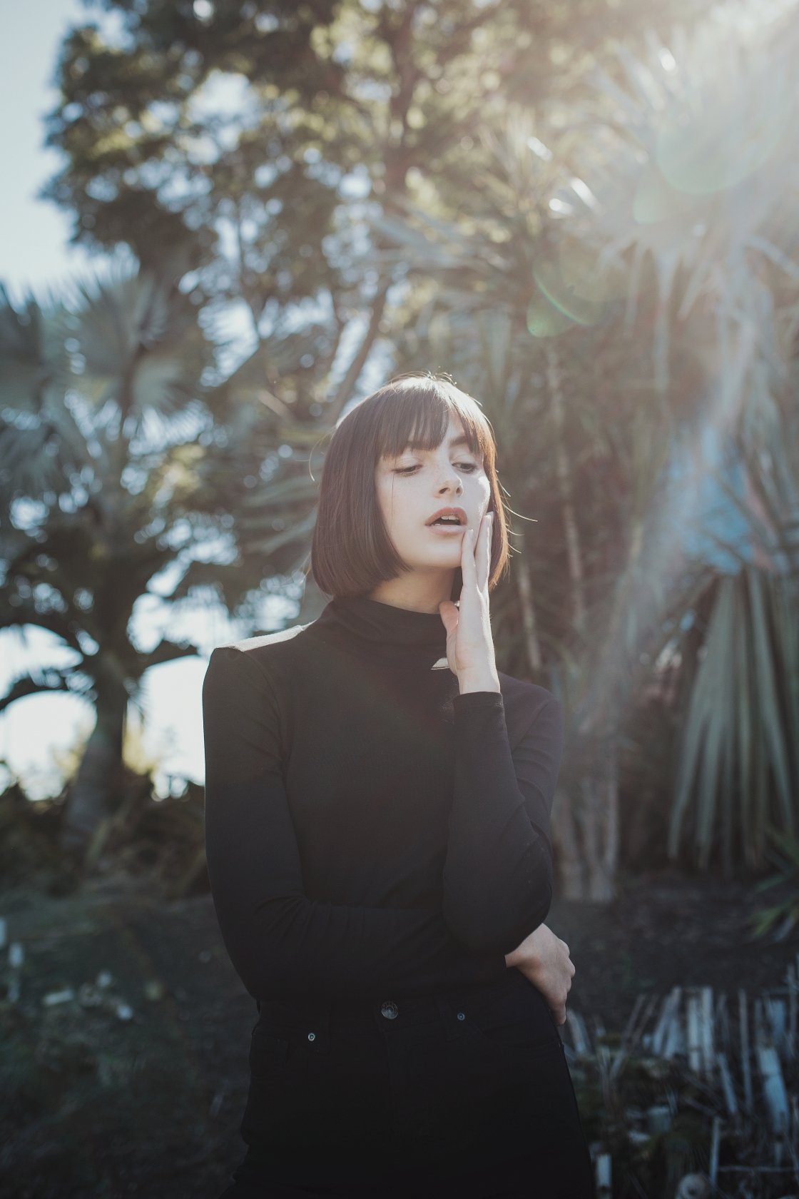 Model poses for test shoot in Brisbane.
