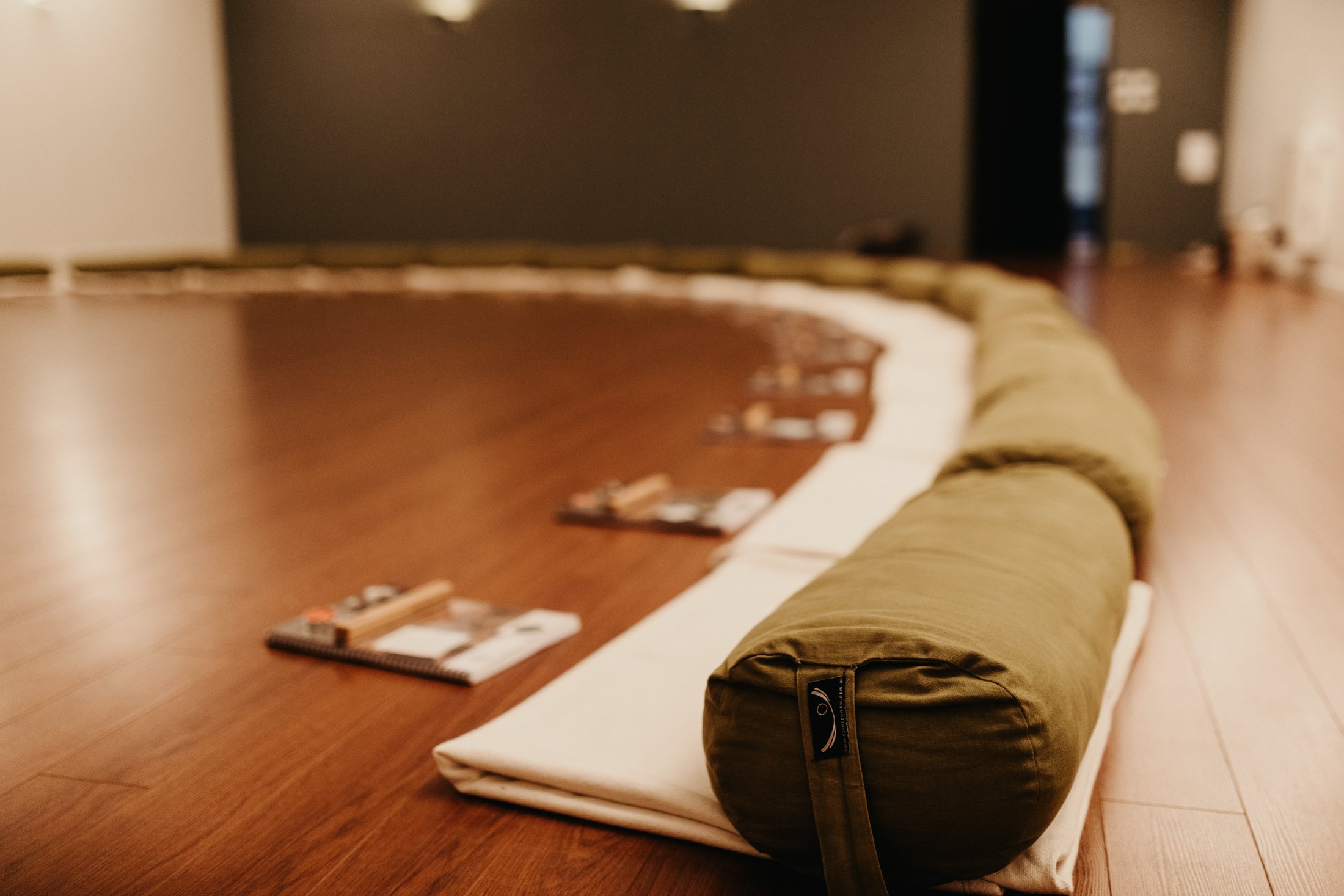 Image of yoga bolsters set up for ceremony event in Hobart.