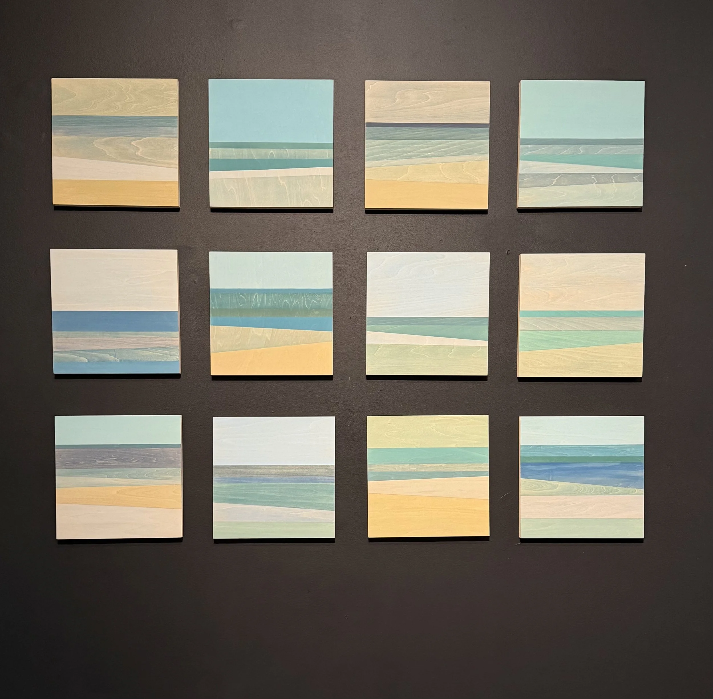 Ocean Series - Land and Sea 1-12. 30 x 30cm acrylic on board