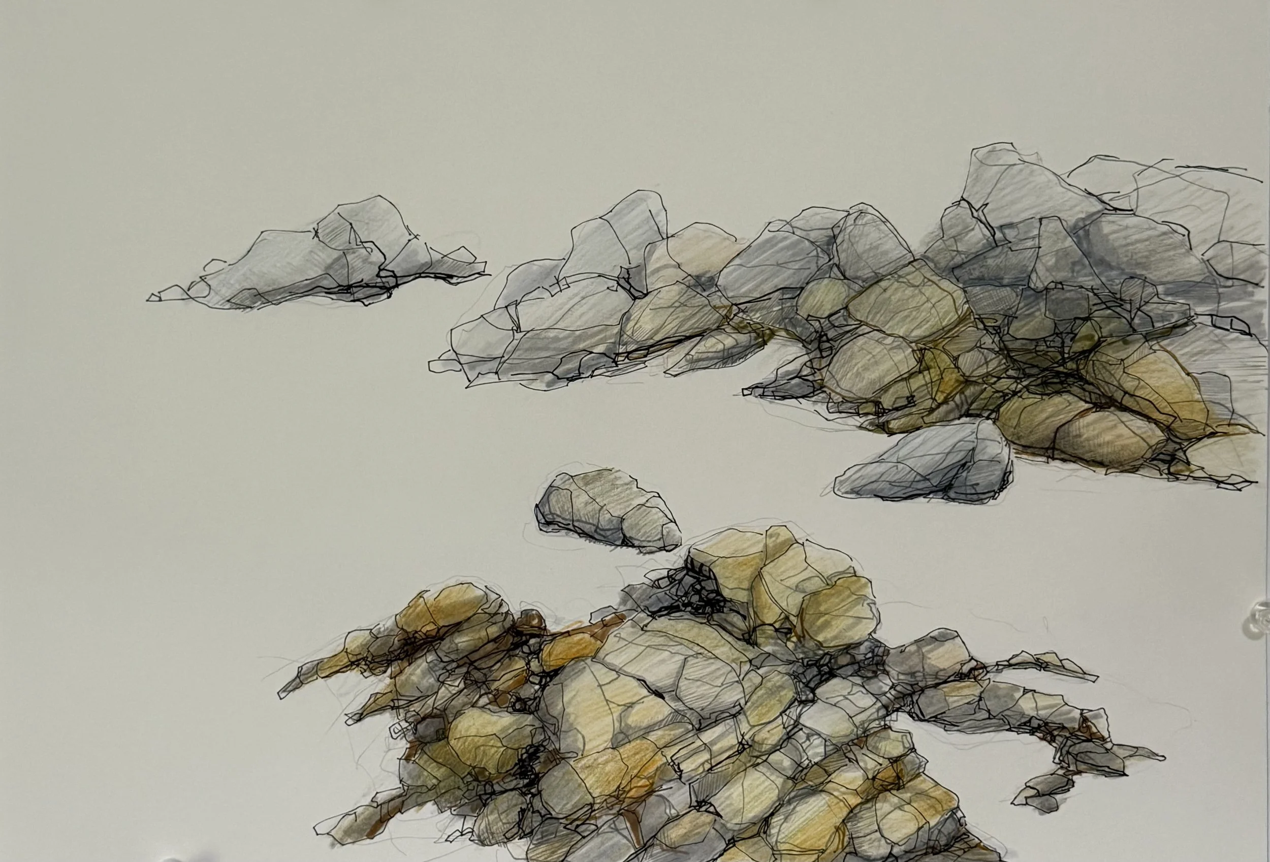 Coastal Drawing-Rocks - mixed media on paper 30 x 42 cm
