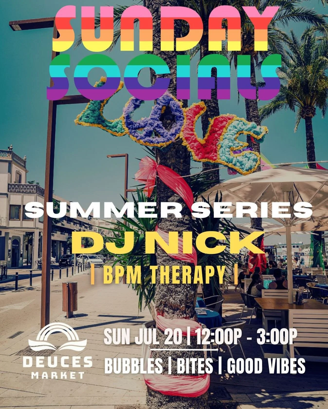 BPM THERAPY - Nothing like some beats and bubbles on a sunny Sunday afternoon. We&rsquo;re excited to have @nickthaentertainer back spinning after his west coast roadtrip, so come enjoy his fresh house vibes. #deucesmarket #visitnapavalley #donapa #l