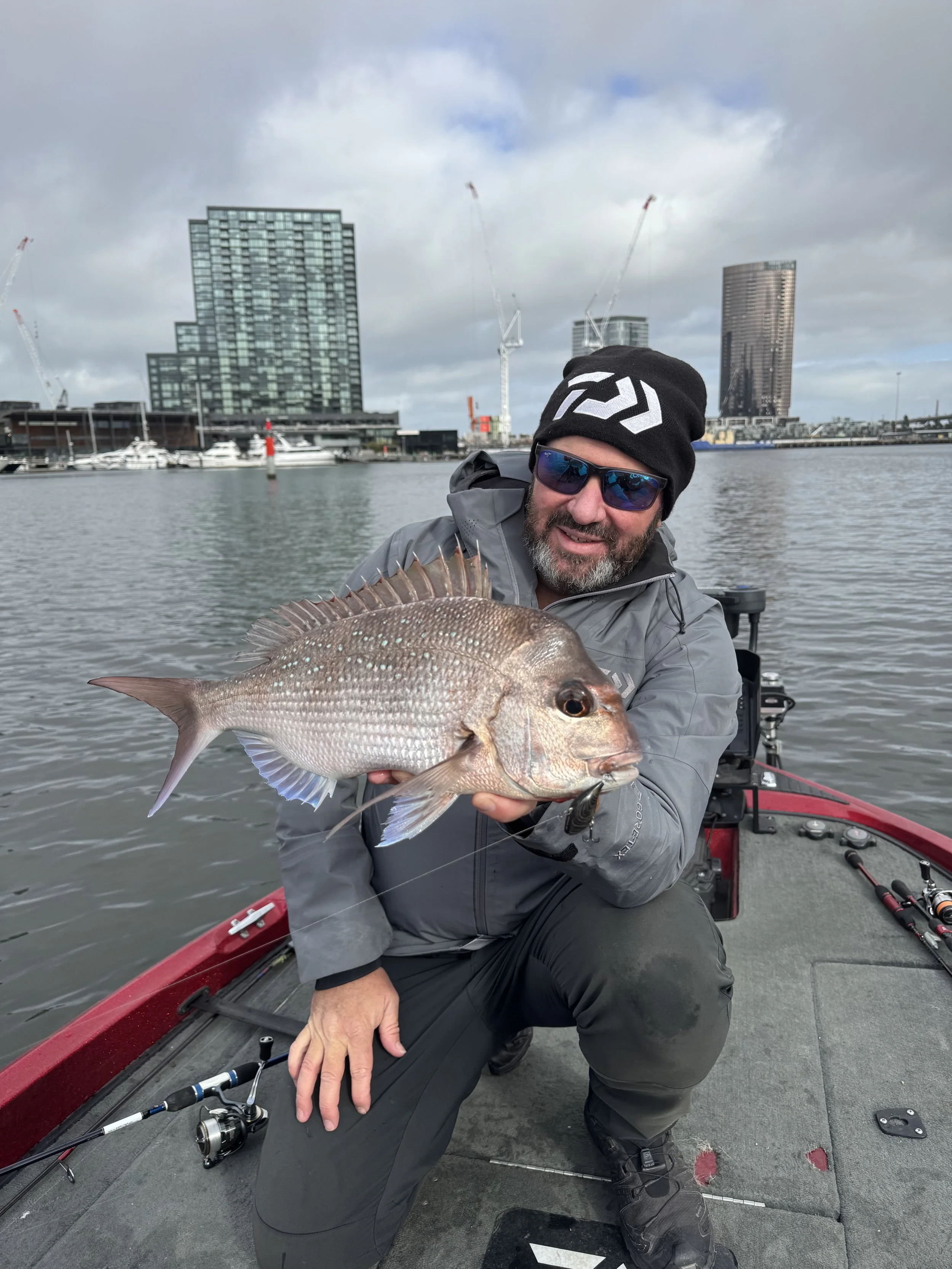 Dale Baxter holding a Snapper