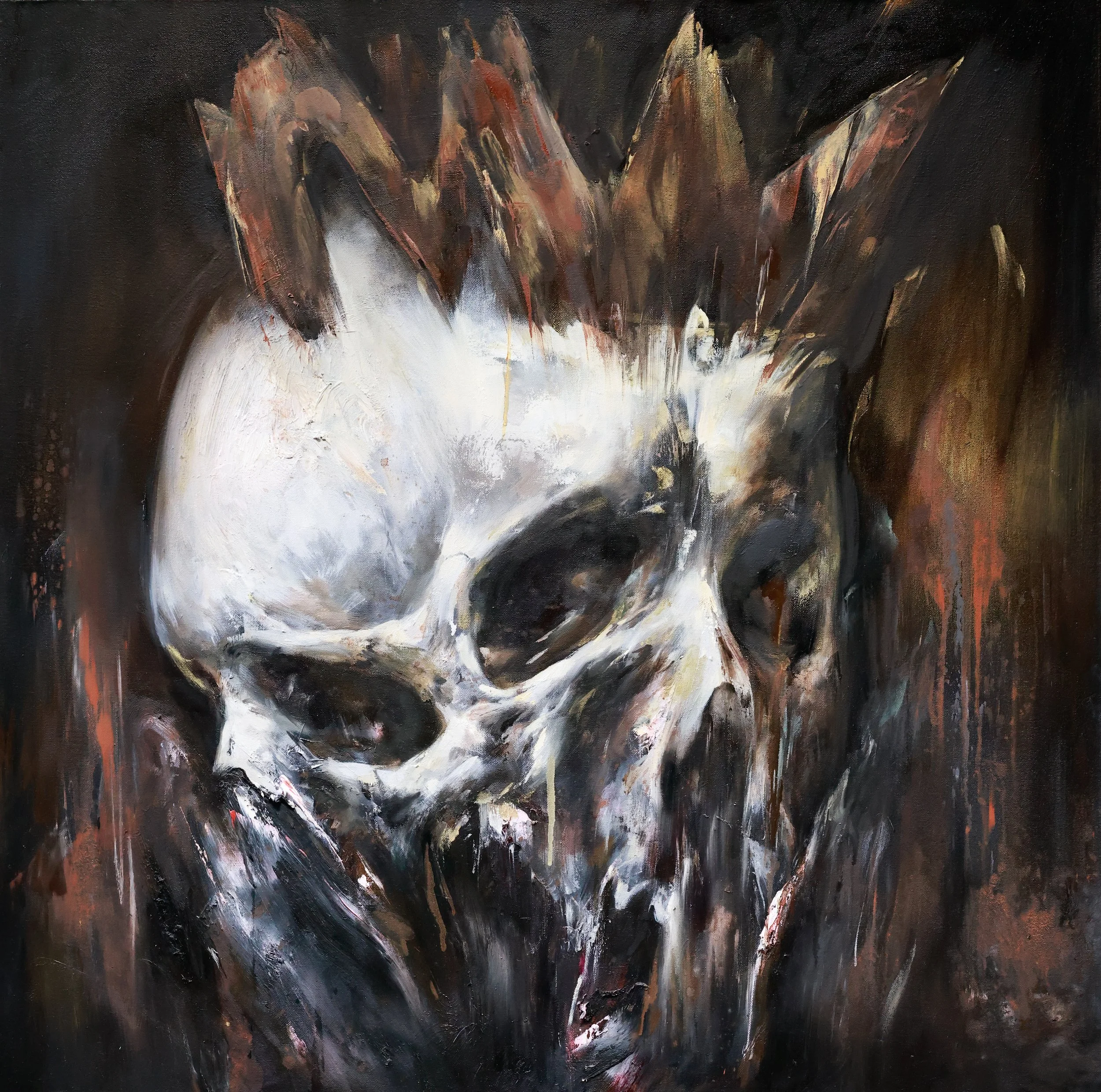 NO KINGS. Oil on canvas. 40"x40", 2025.