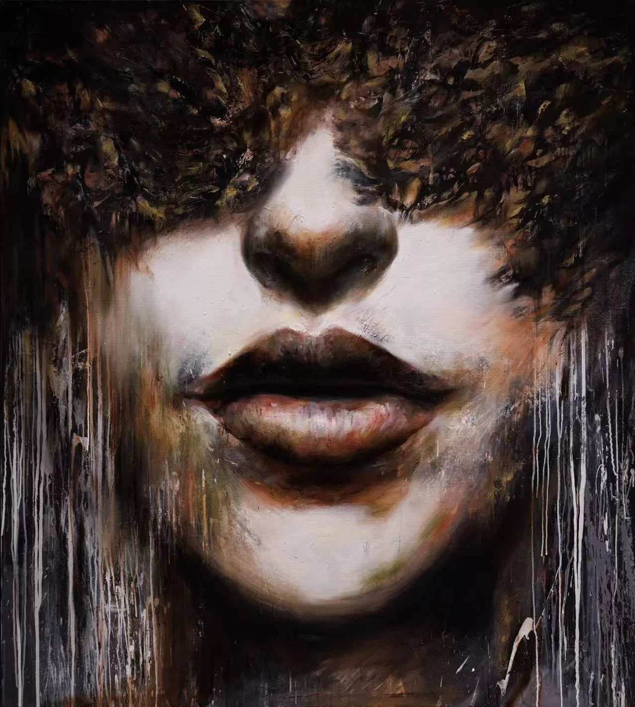 Veil of Shadows. Mixed media on canvas. 60"x 60". 