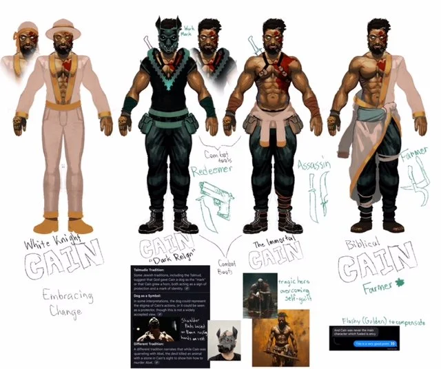 Character Concept Art or Godhood Comics' Cain character.