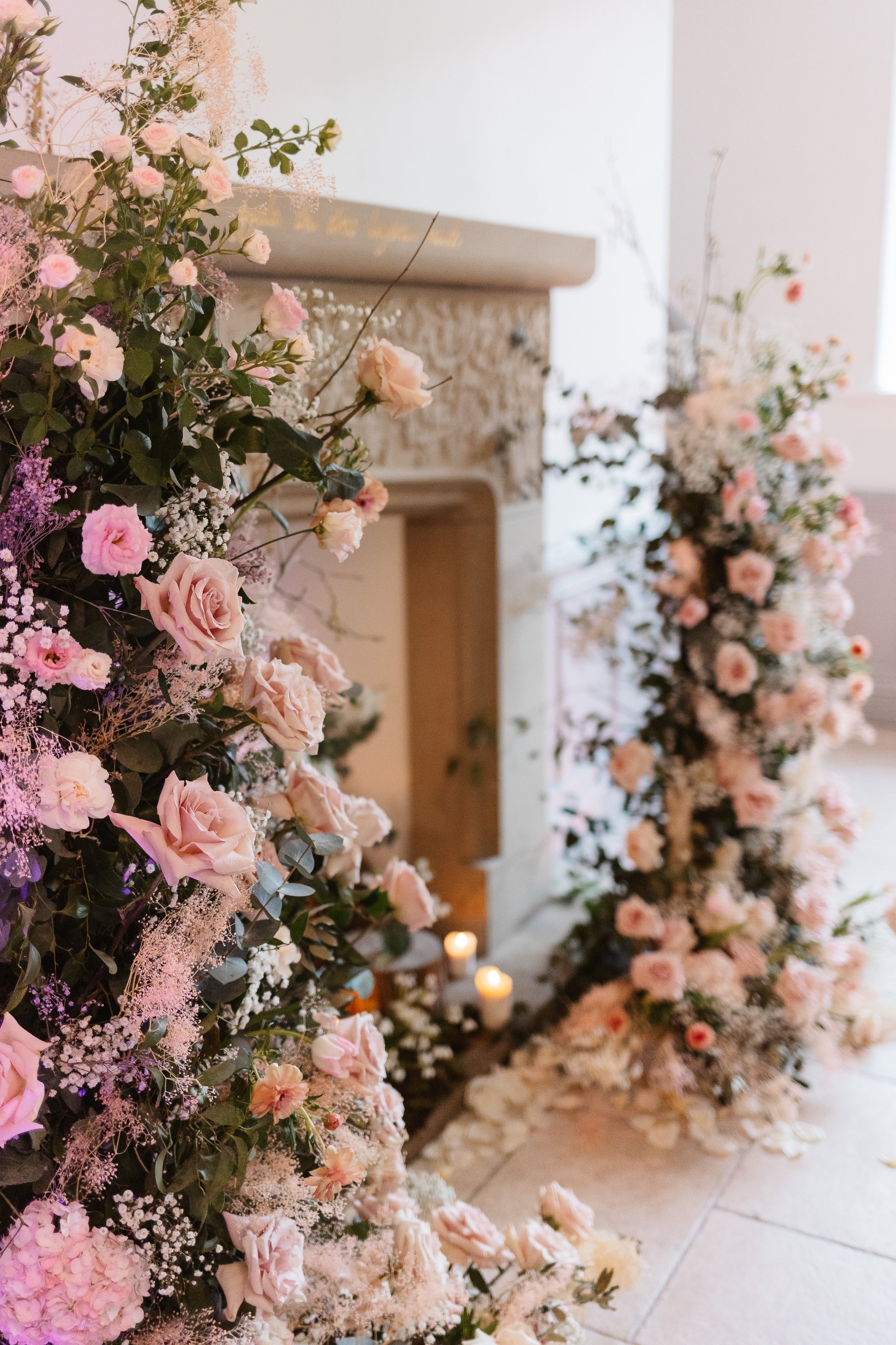 Roses for a wedding ceremony floral backdrop